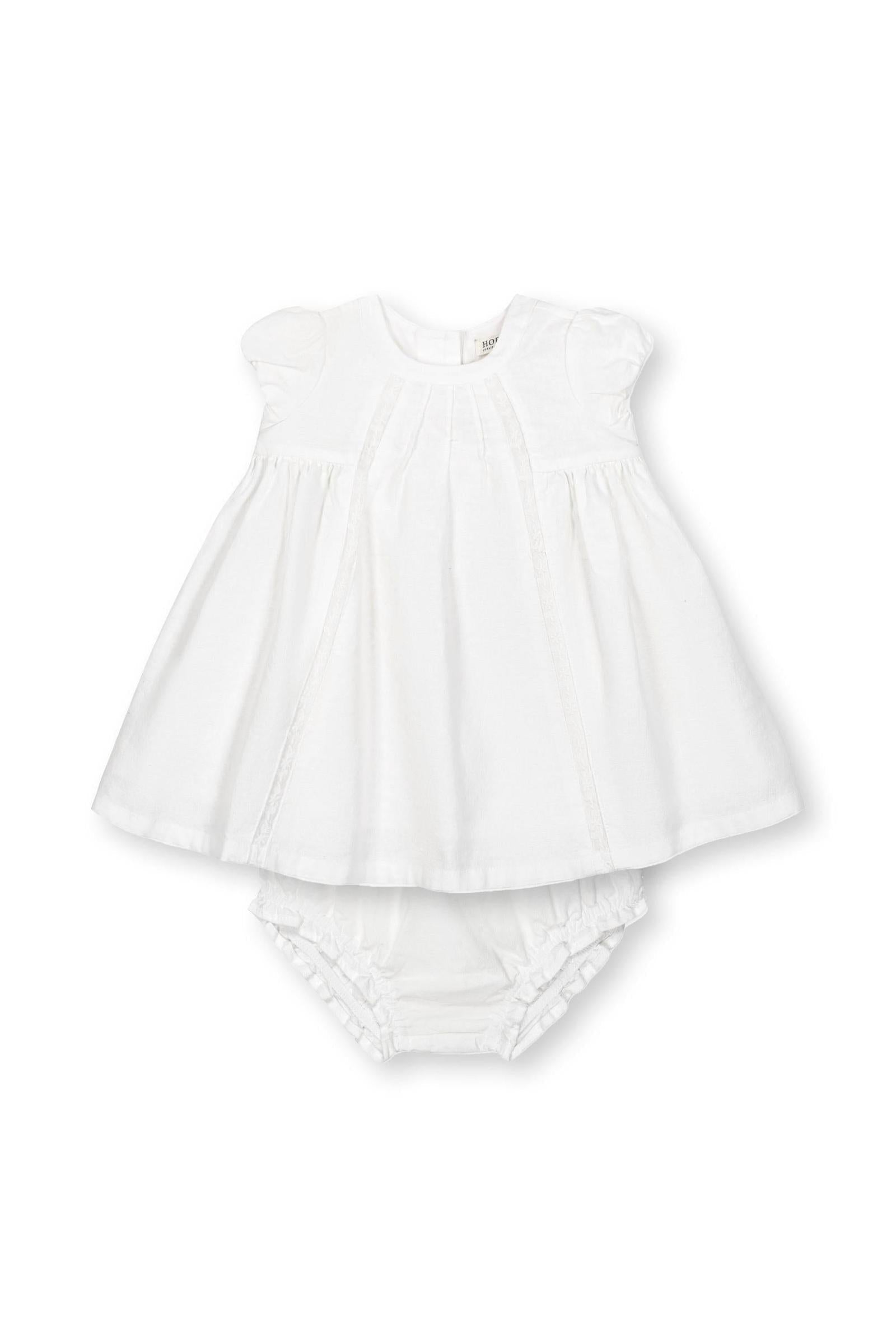 Special Occasion Linen Pintuck Dress for Babies, White, 0-24M
