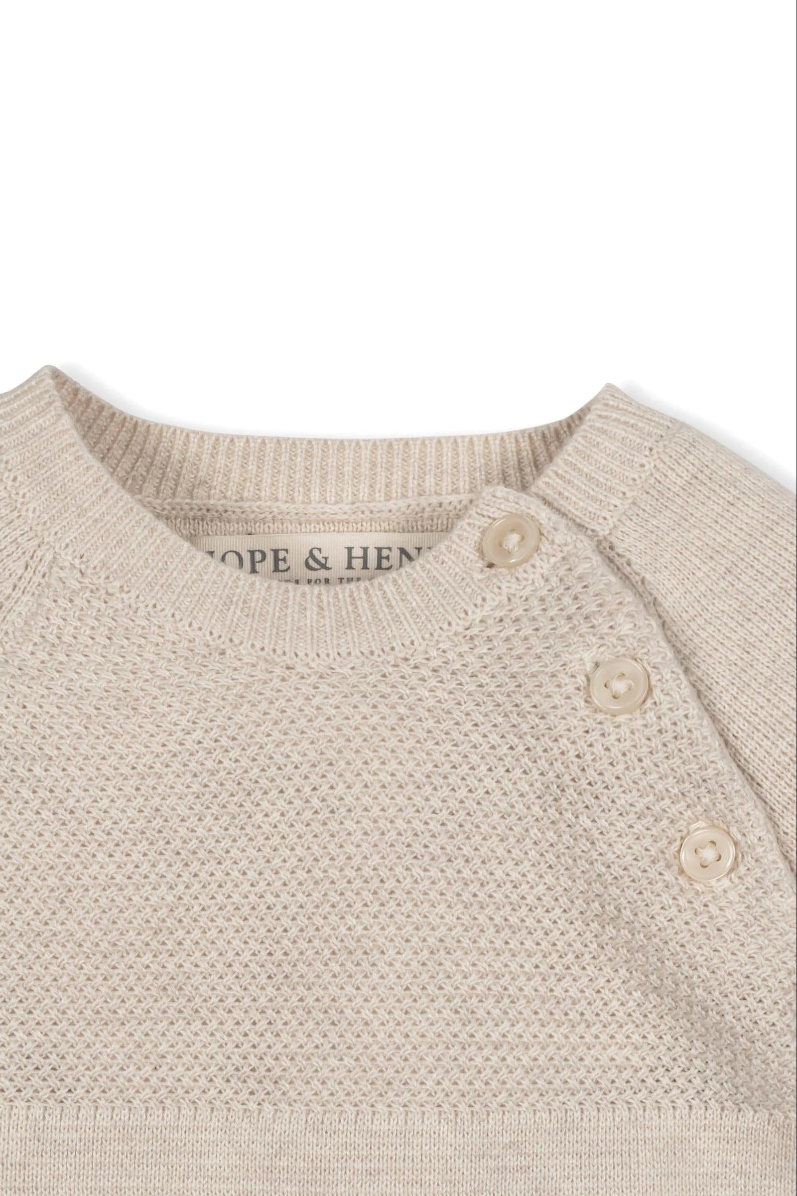 Organic Cotton Footed Sweater Romper for Babies, Oatmeal, 0-9M