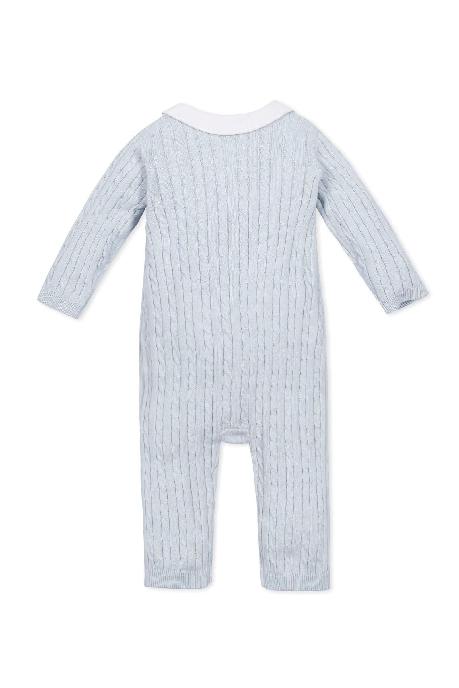 Organic Cotton Peter Pan Collar Sweater Romper, Light Blue
