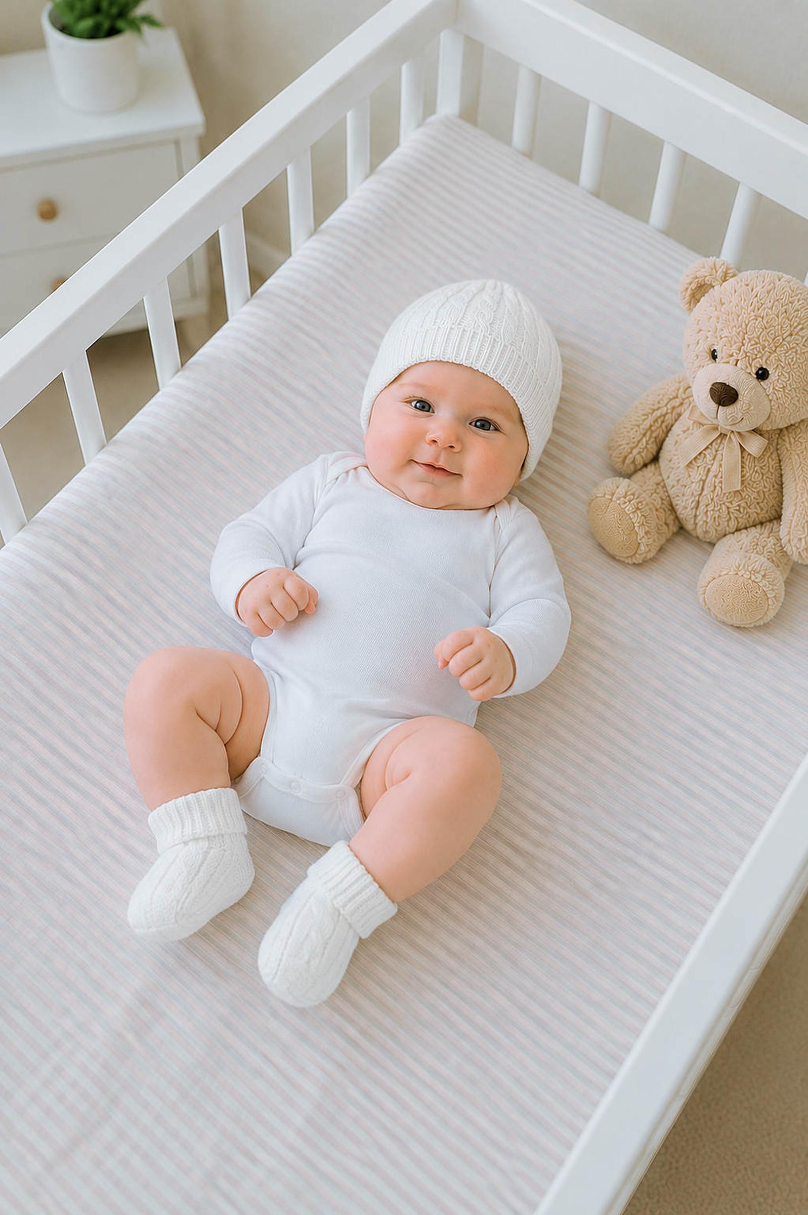 Organic Cotton Baby Beanie & Bootie Gift Set, Soft White