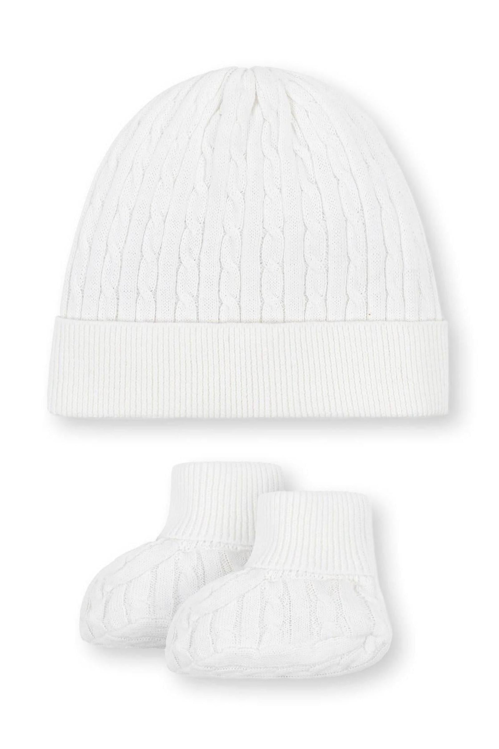 Organic Cotton Baby Beanie & Bootie Gift Set, Soft White