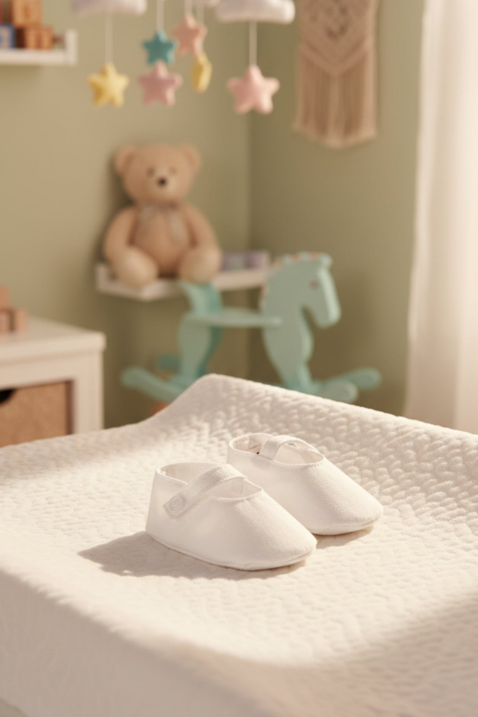 Linen Button Strap Soft Shoe for Babies, White, 0-24M