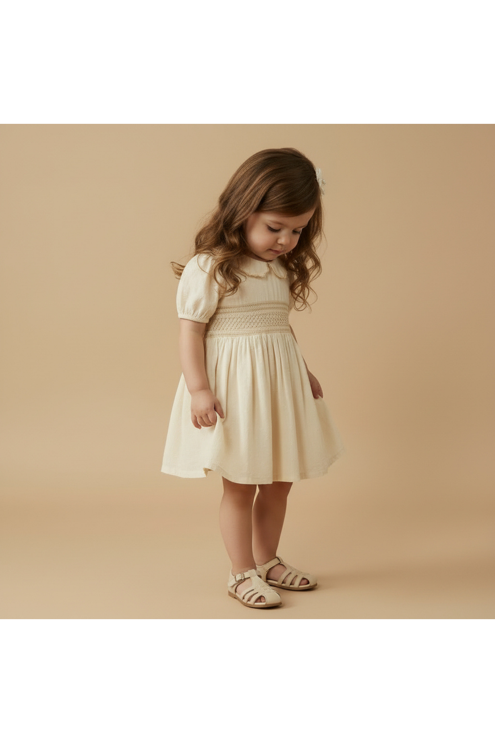 Organic Smocked Collar Dress - Butter Yellow
