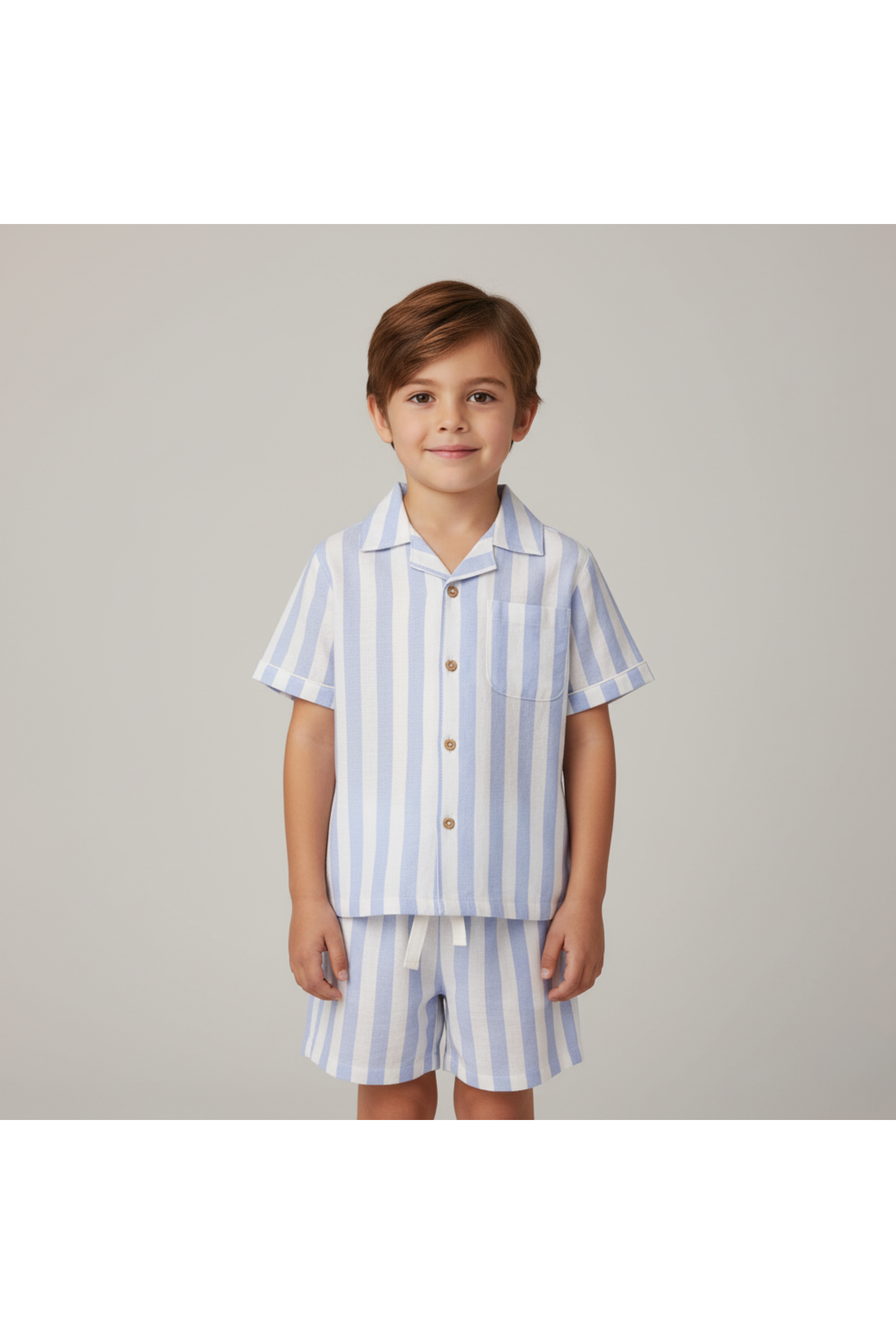 Organic Shirt & Shorts Set - Blue Stripes