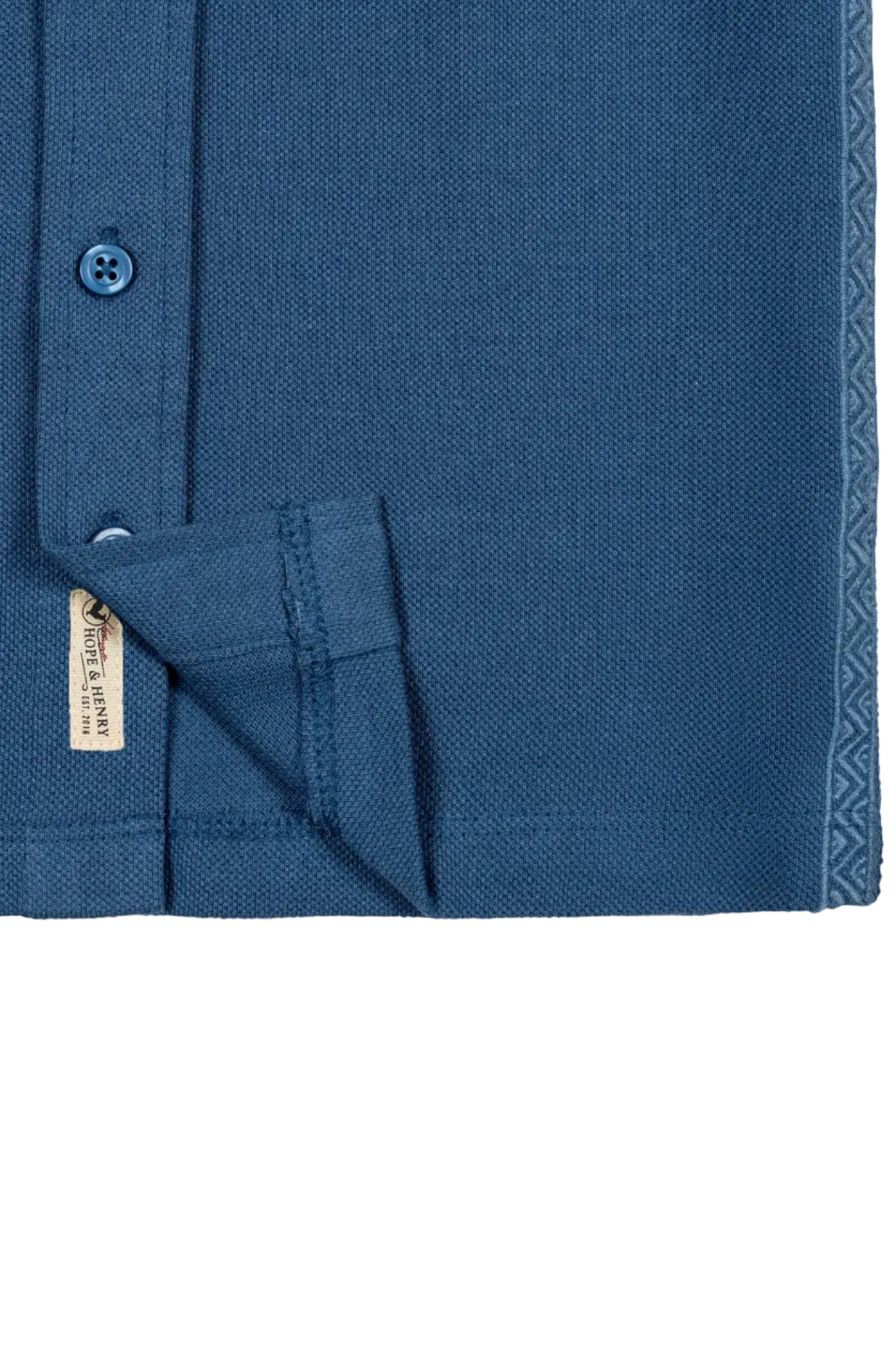Organic Cotton Short Sleeve Pique Button Down Shirt, Stone Blue, Toddler & Kids