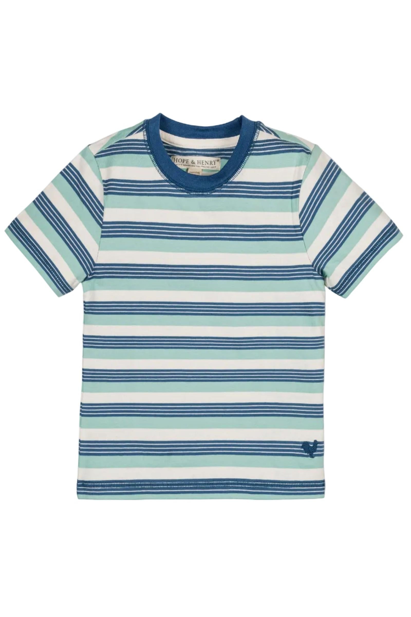 Organic Cotton Short Sleeve Henley Tee, Tidal Stripe, Boys, Sizes 2T-18