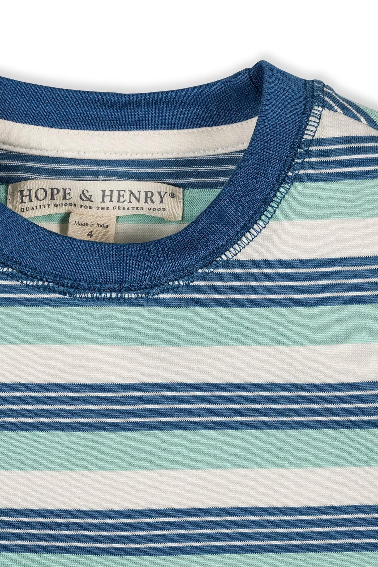 Organic Cotton Short Sleeve Henley Tee, Tidal Stripe, Boys, Sizes 2T-18