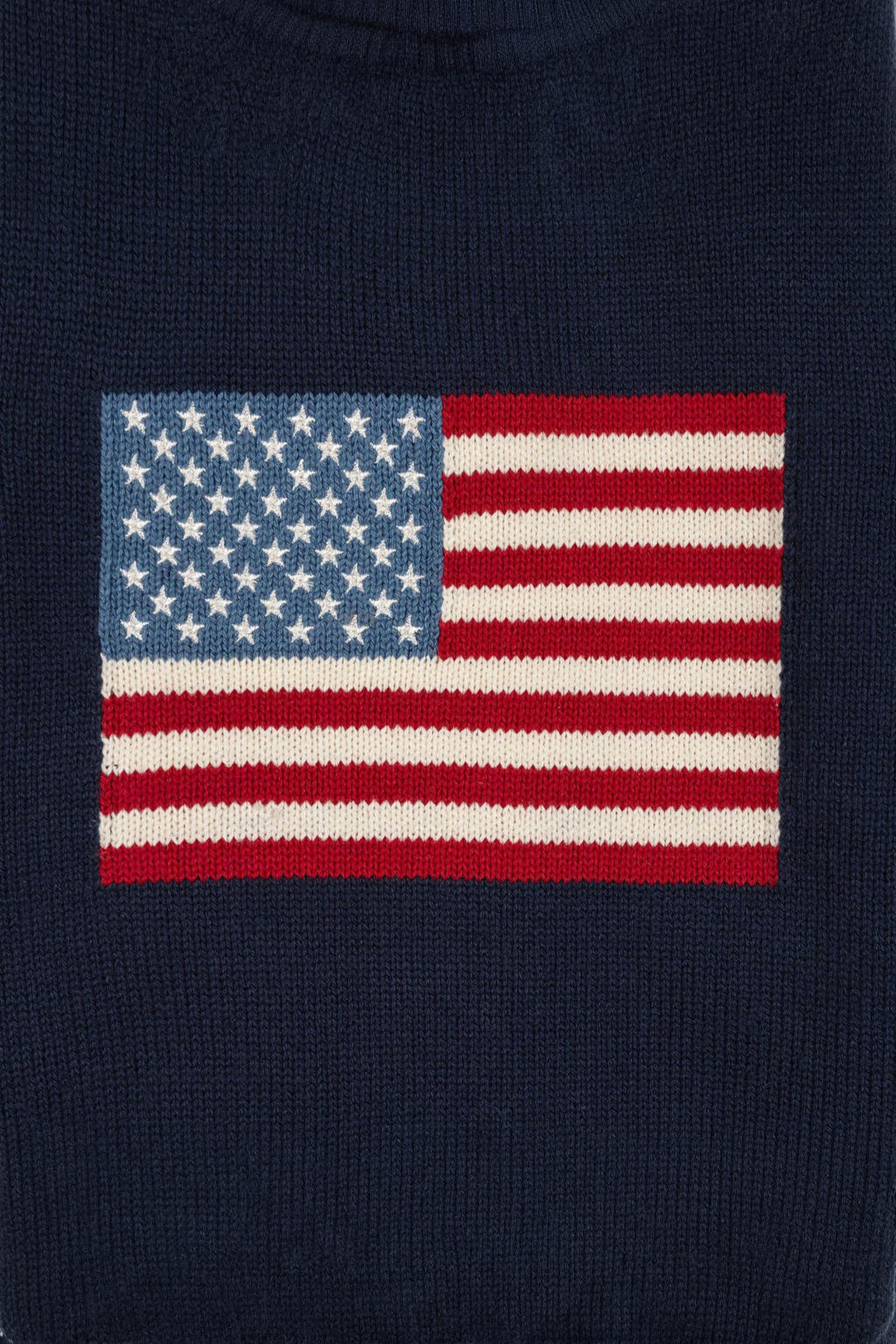 Organic Cotton Crew Neck Flag Sweater, Boy Sizes 2T-18, Family Matching Outfits