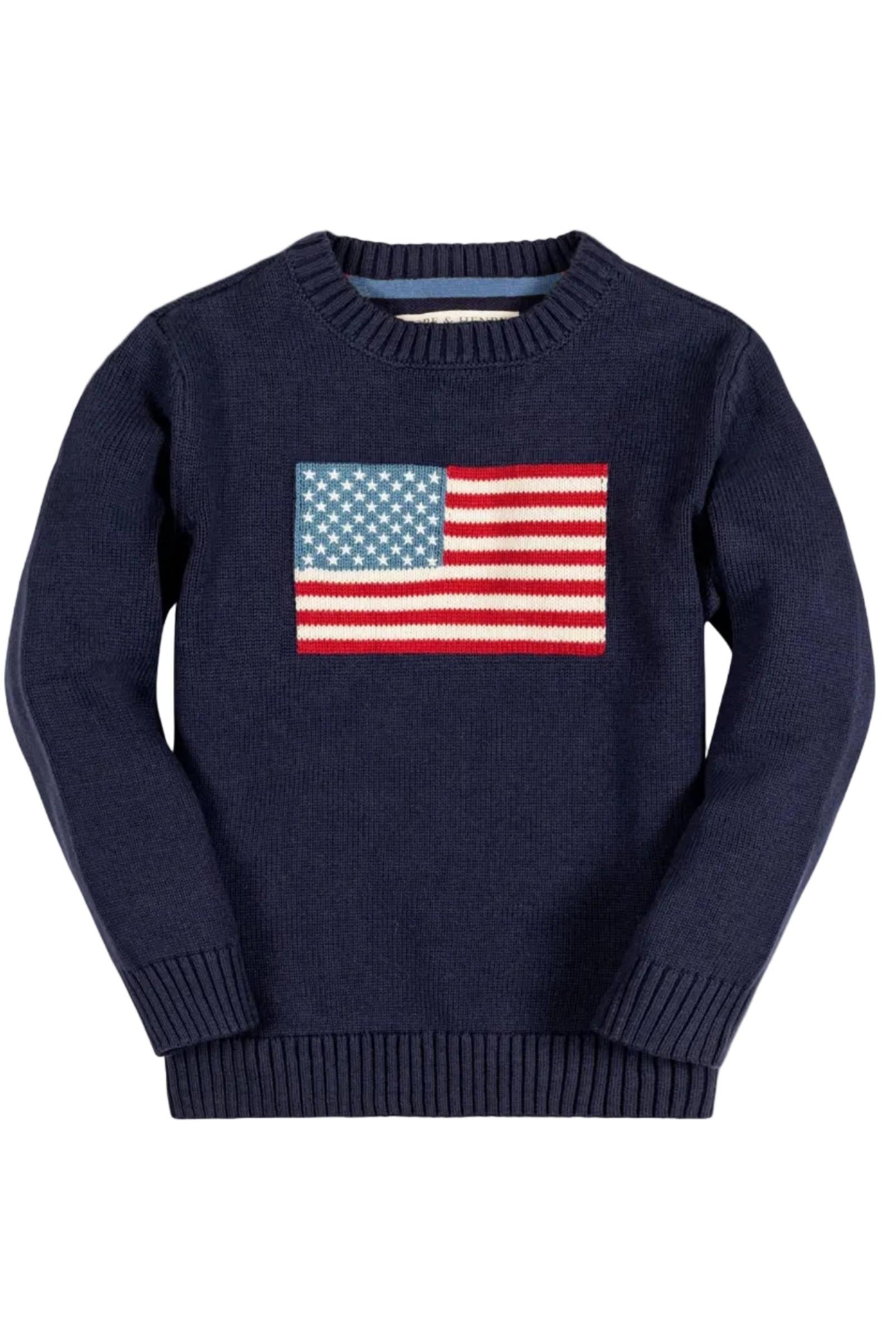 Organic Cotton Crew Neck Flag Sweater, Navy, Baby, Family Matching Outfits