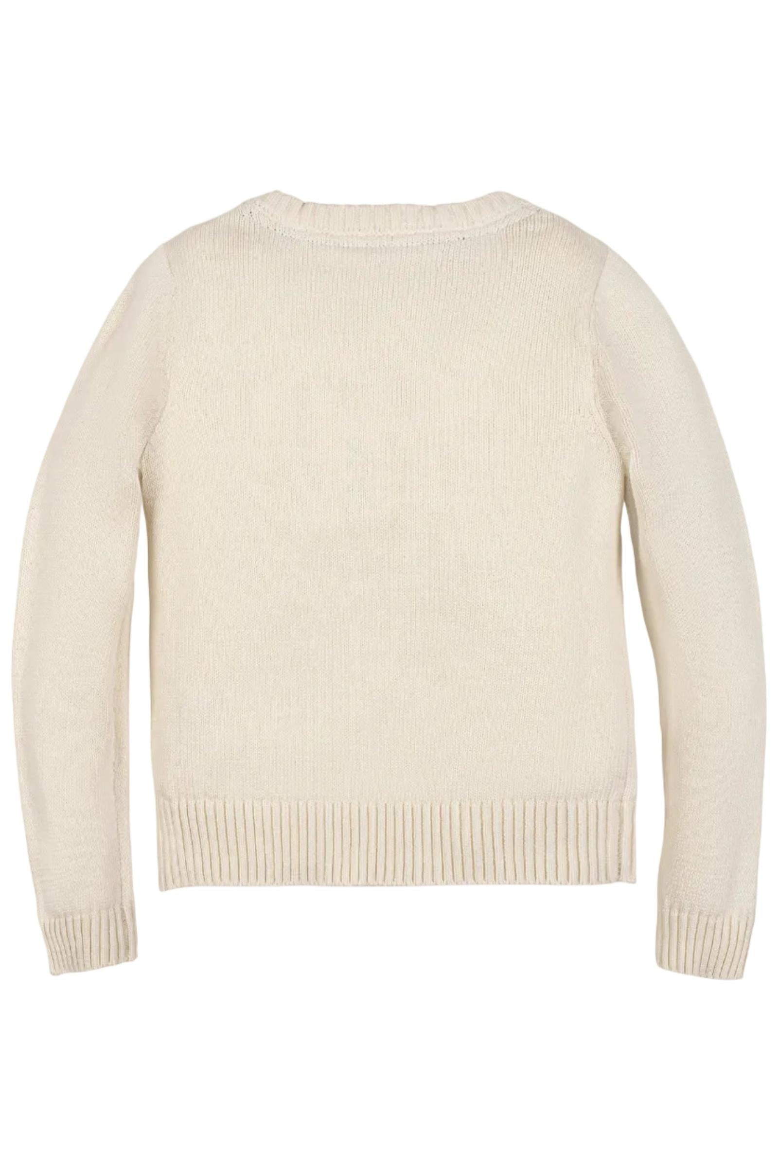 Organic Cotton Crew Neck Flag Sweater, Ivory, Toddler & Kids, Family Matching Outfits