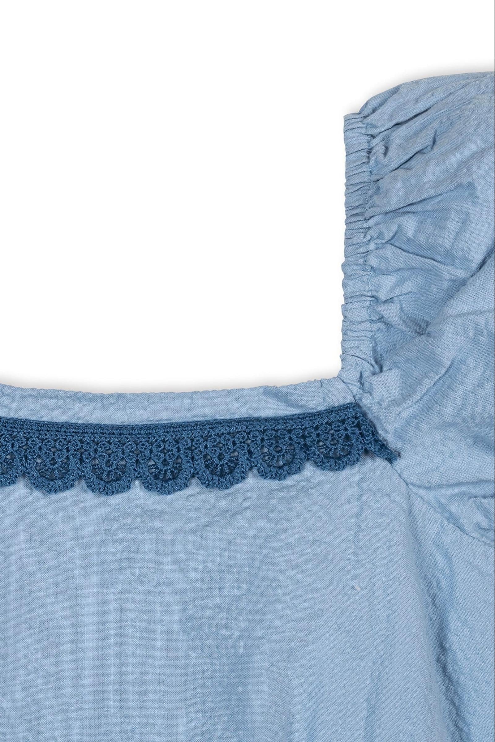 Organic Cotton Puff Sleeve Seersucker Romper, Bluebell, Toddler & Kids
