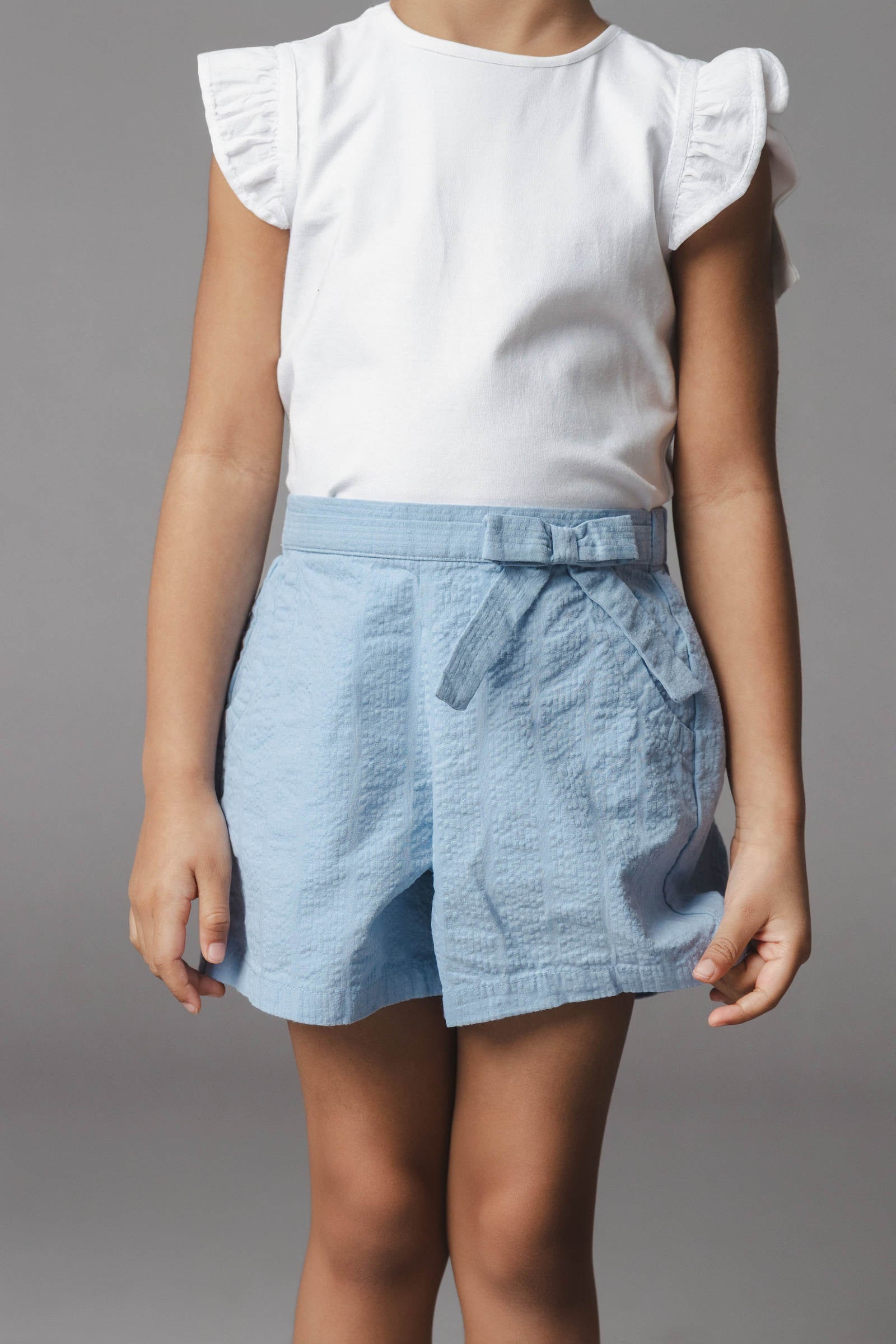 Organic Cotton Seersucker Pull-On Shorts, Bluebell, Toddler & Kids