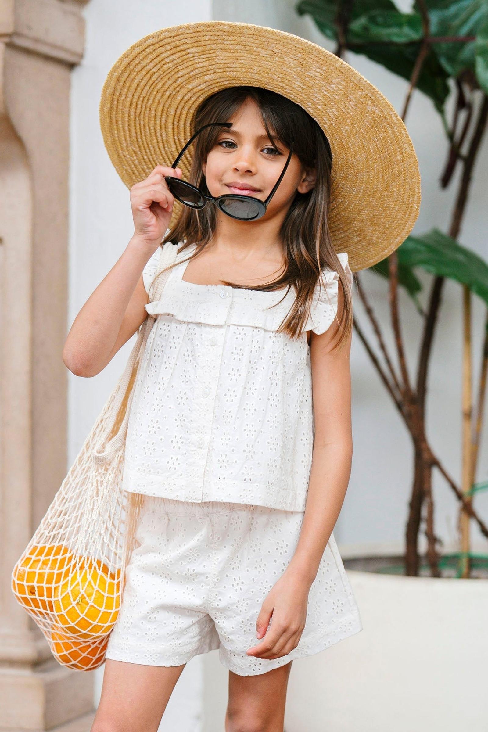 Organic Cotton Eyelet Tank and Short Set, Natural Eyelet, Toddler & Kids, Family Matching Outfits