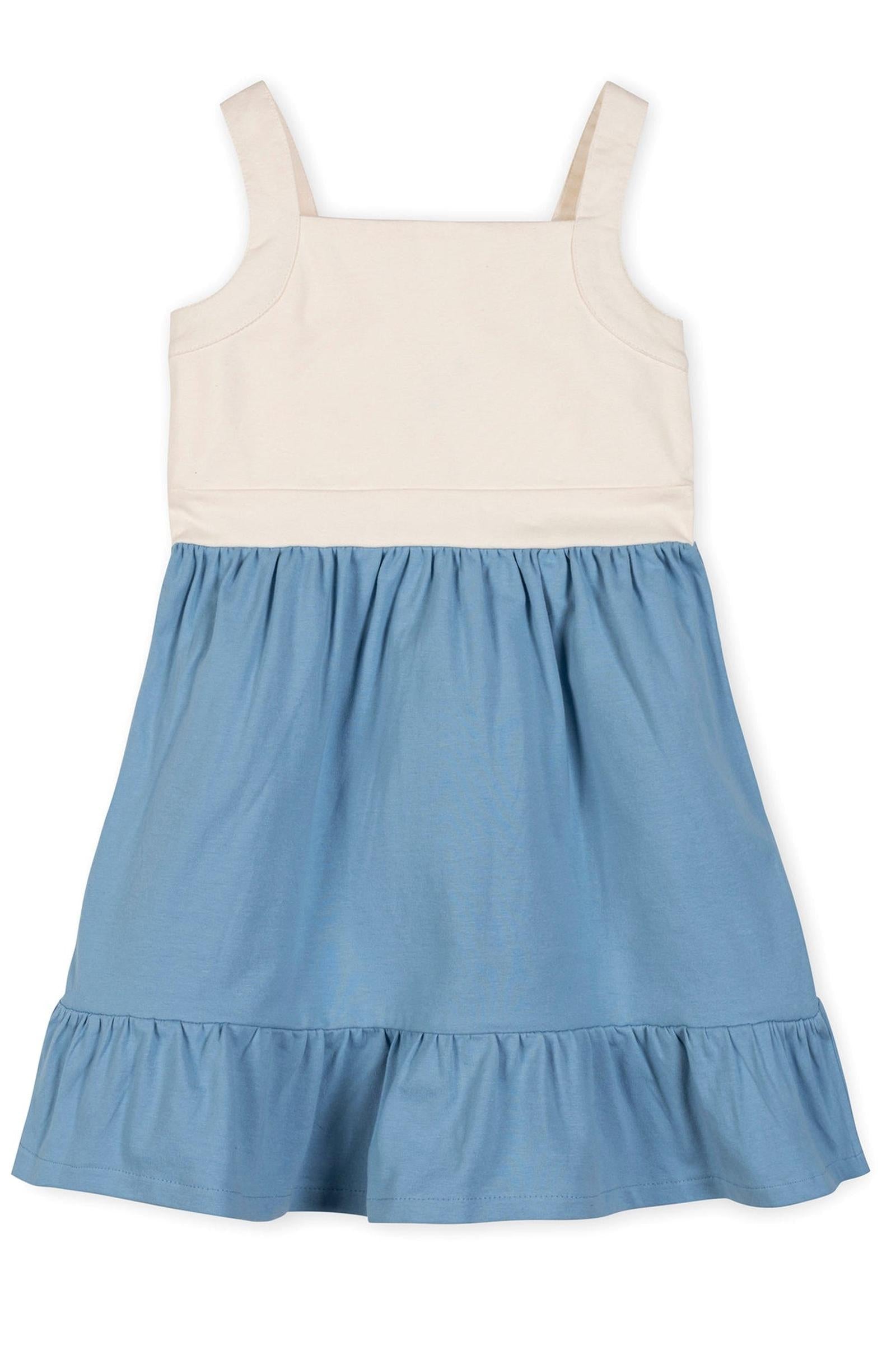 Organic Cotton Knit Tank Sundress with Flounce, Bluebell & Cream, Toddler & Kids