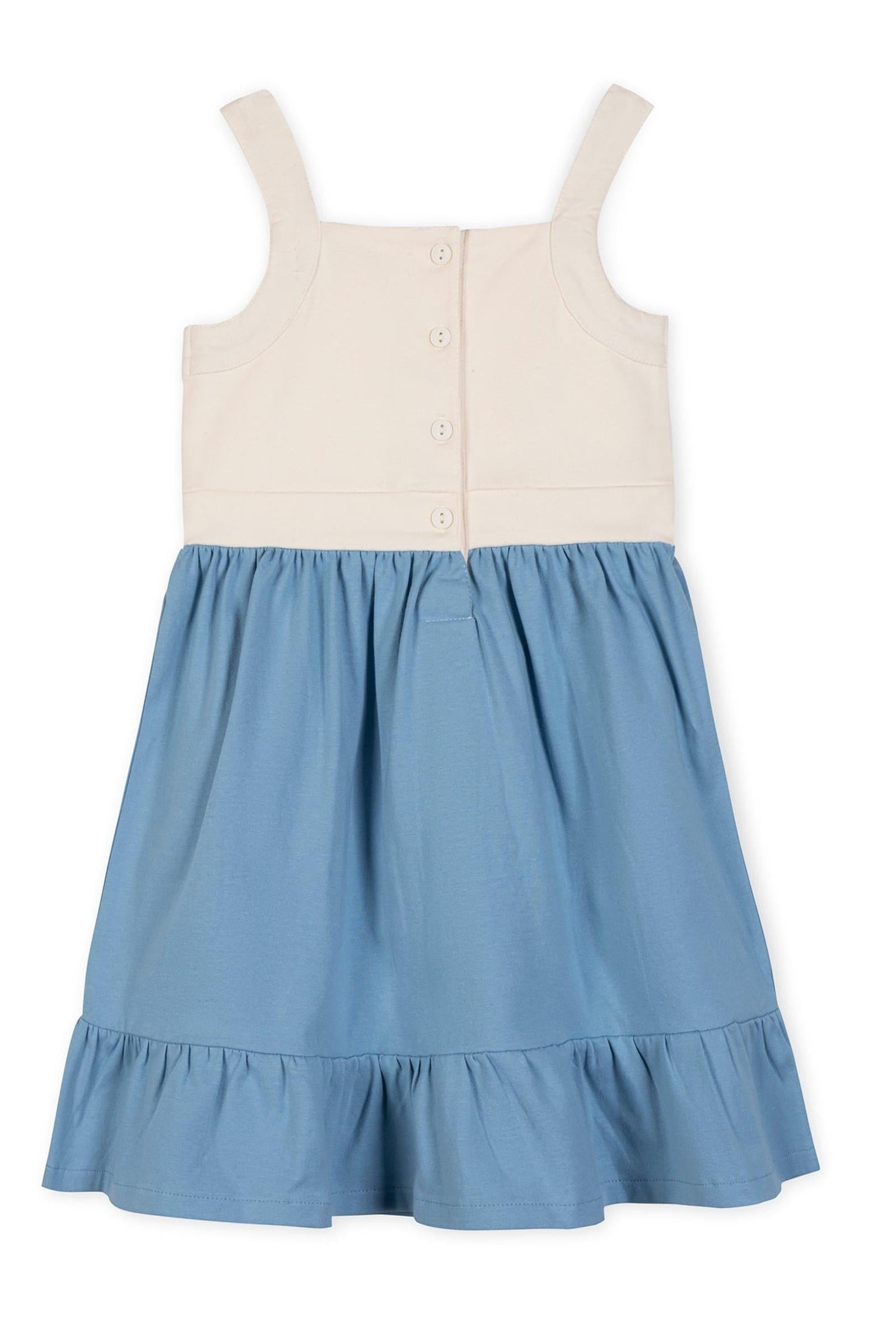 Organic Cotton Knit Tank Sundress with Flounce, Bluebell & Cream, Toddler & Kids
