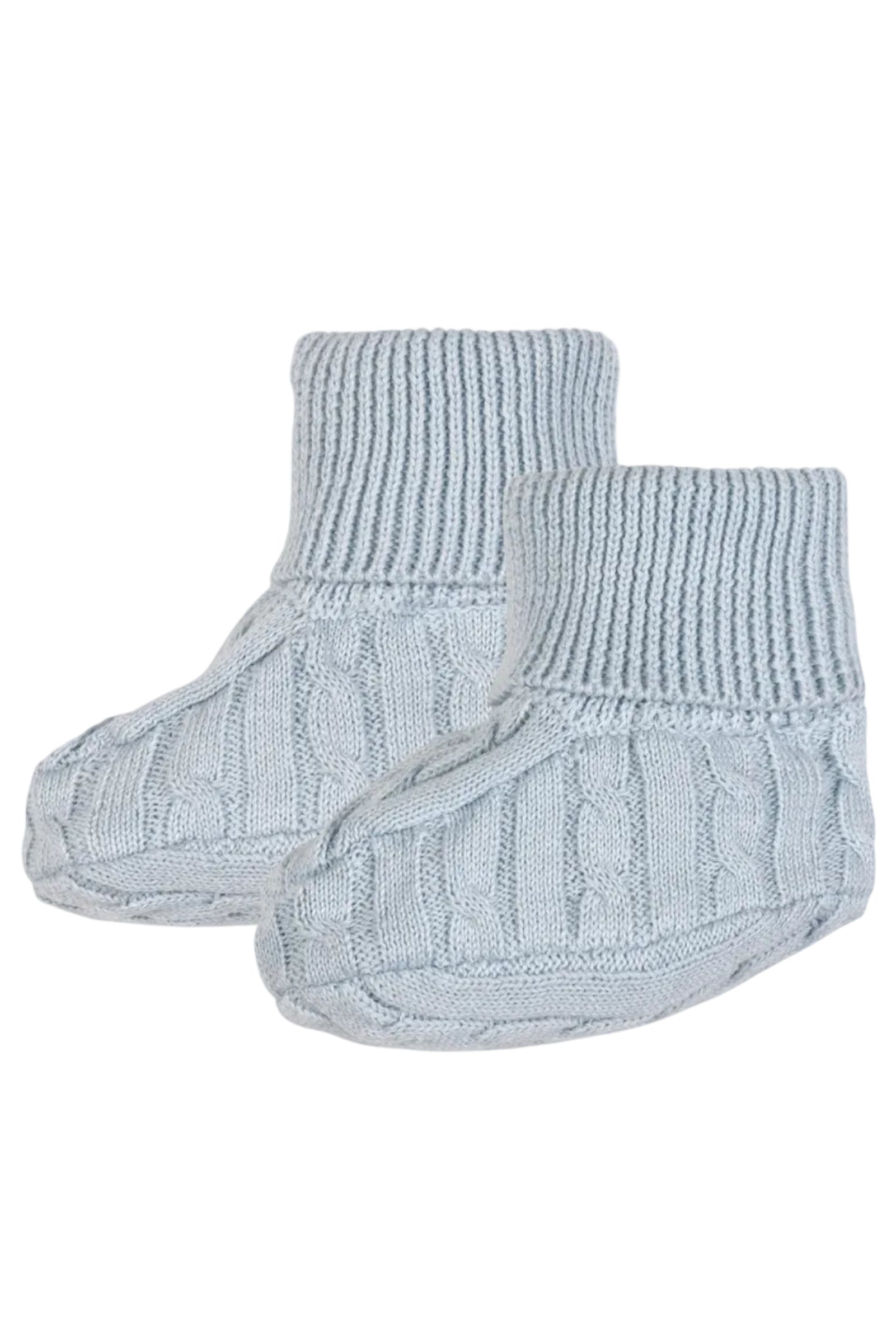 Organic Cotton Baby Sweater Beanie and Bootie Set, Pale Blue