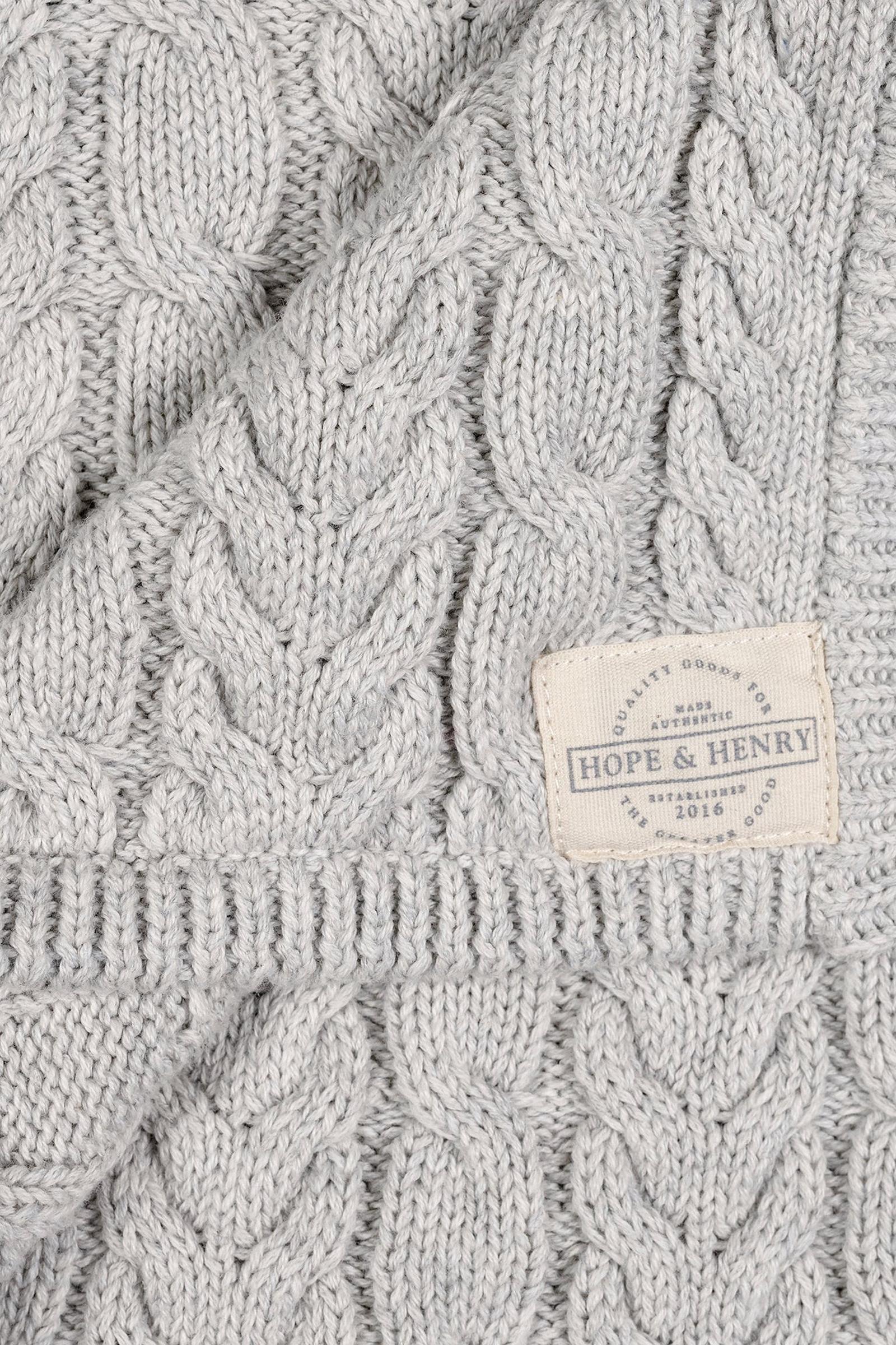 Organic Cotton Cable Knit Baby Blanket, Light Gray