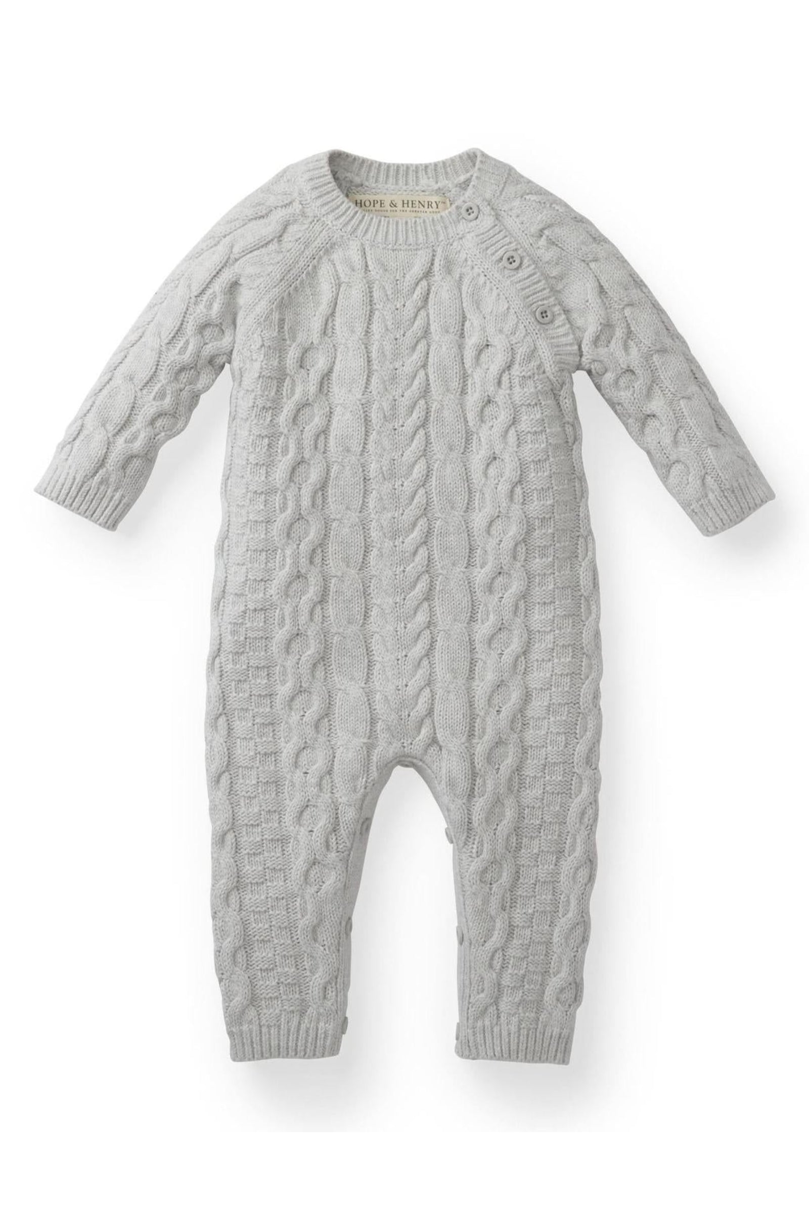 Baby Organic Cable Romper 2-Piece Boxed Gift Set, Light Gray Heather