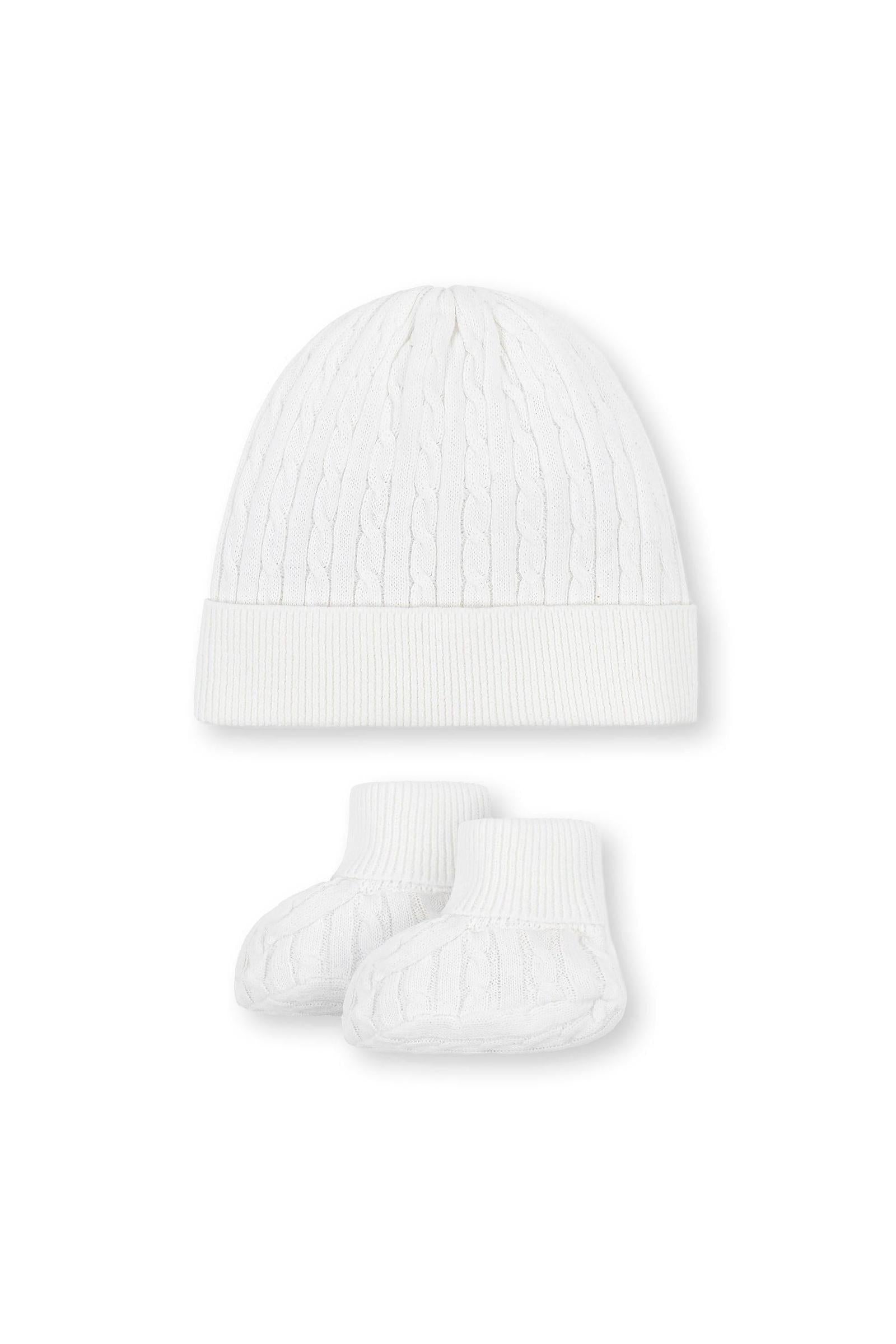 Baby Organic Cable Knit Blanket 3-Piece Boxed Gift Set, Snow White
