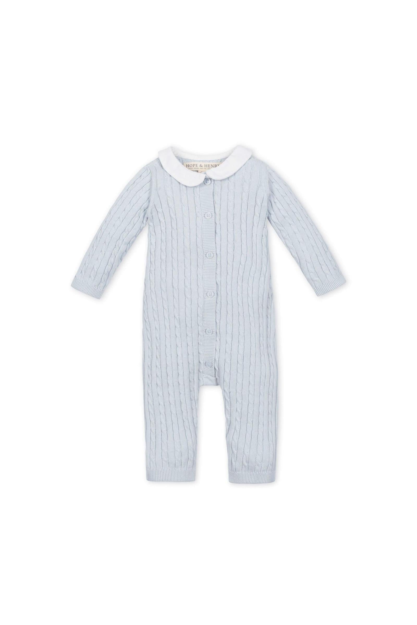 Baby Organic Peter Pan Collar Romper 4-Piece Boxed Gift Set, Pale Blue