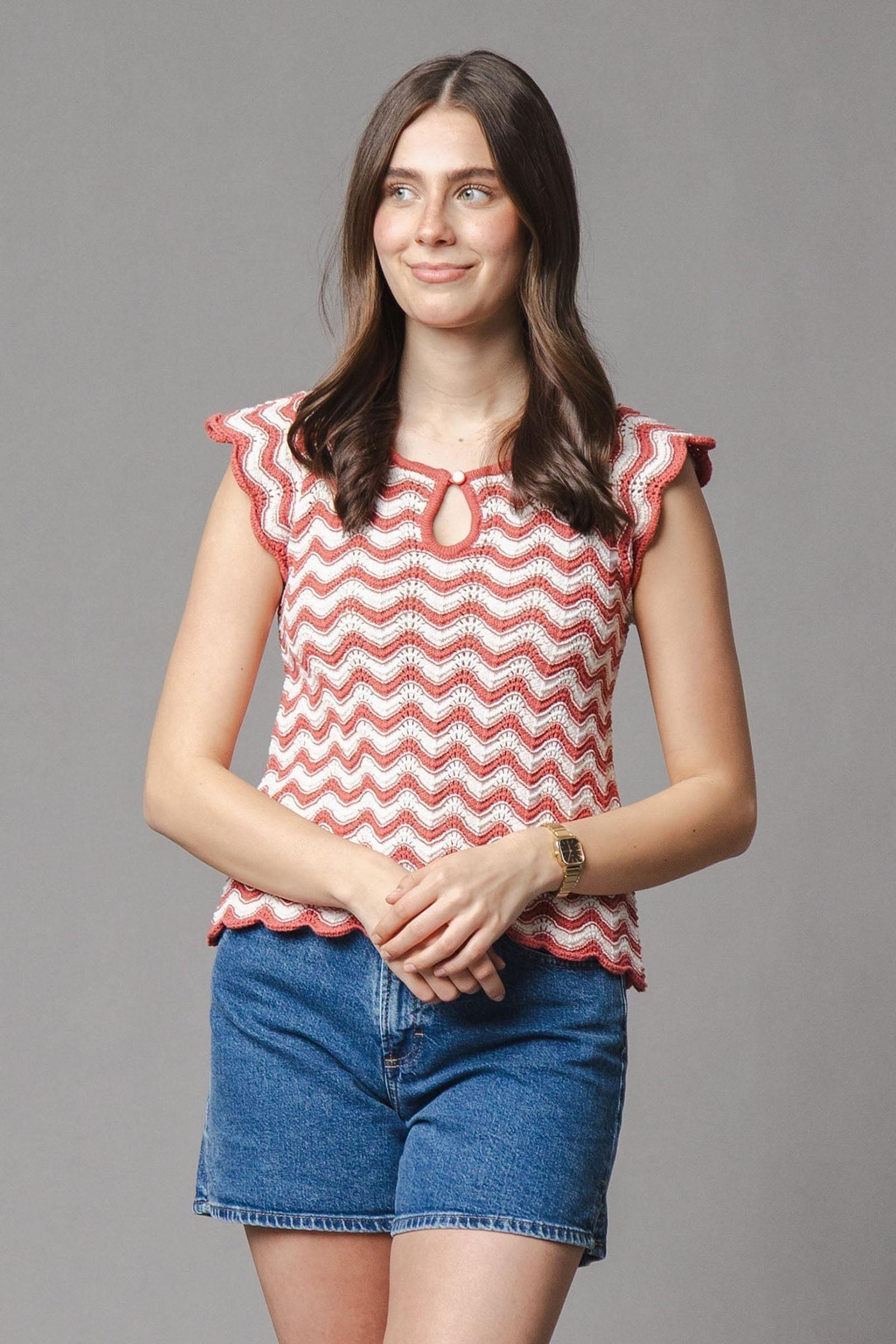 Organic Cotton Flutter Sleeve Sweater Top, Tidal Wiggle, Women, Family Matching Outfits