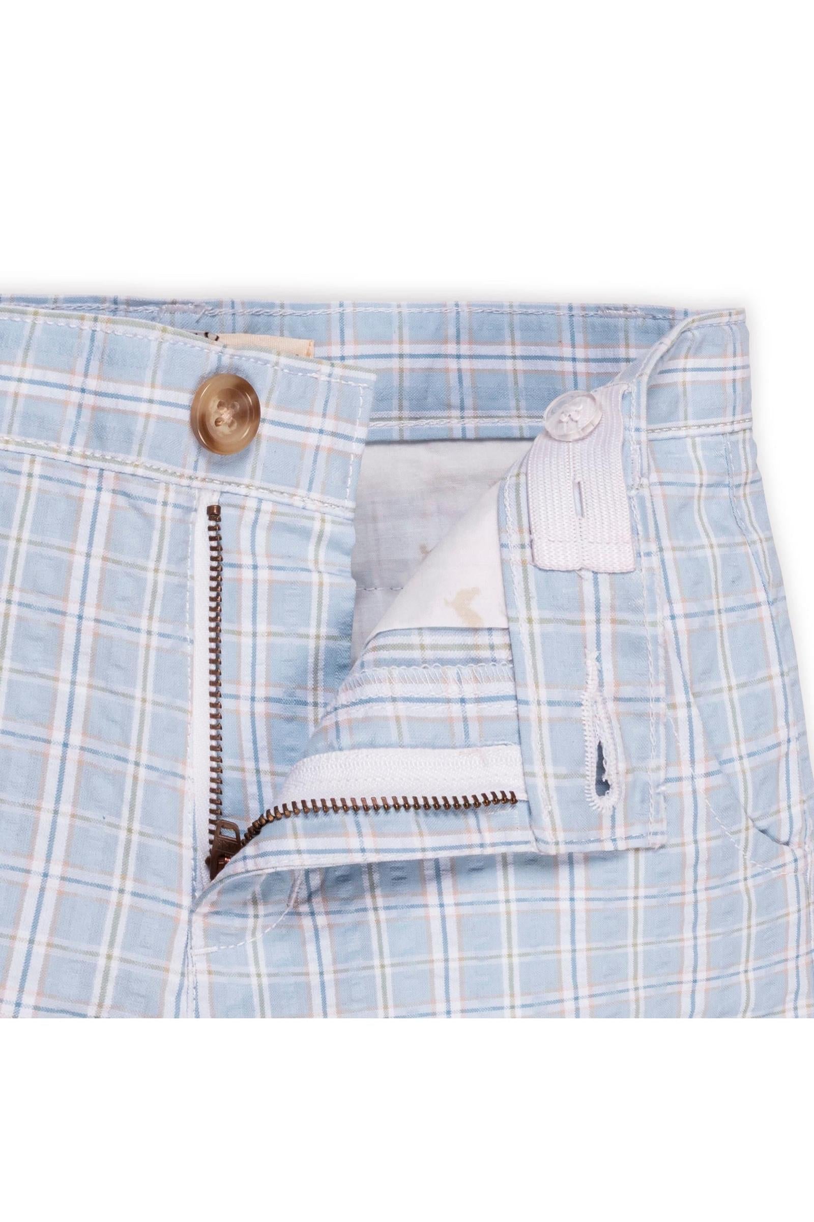 Organic Cotton Seersucker Shorts for Boys, Blue Chateau Check, Sizes 2T-12