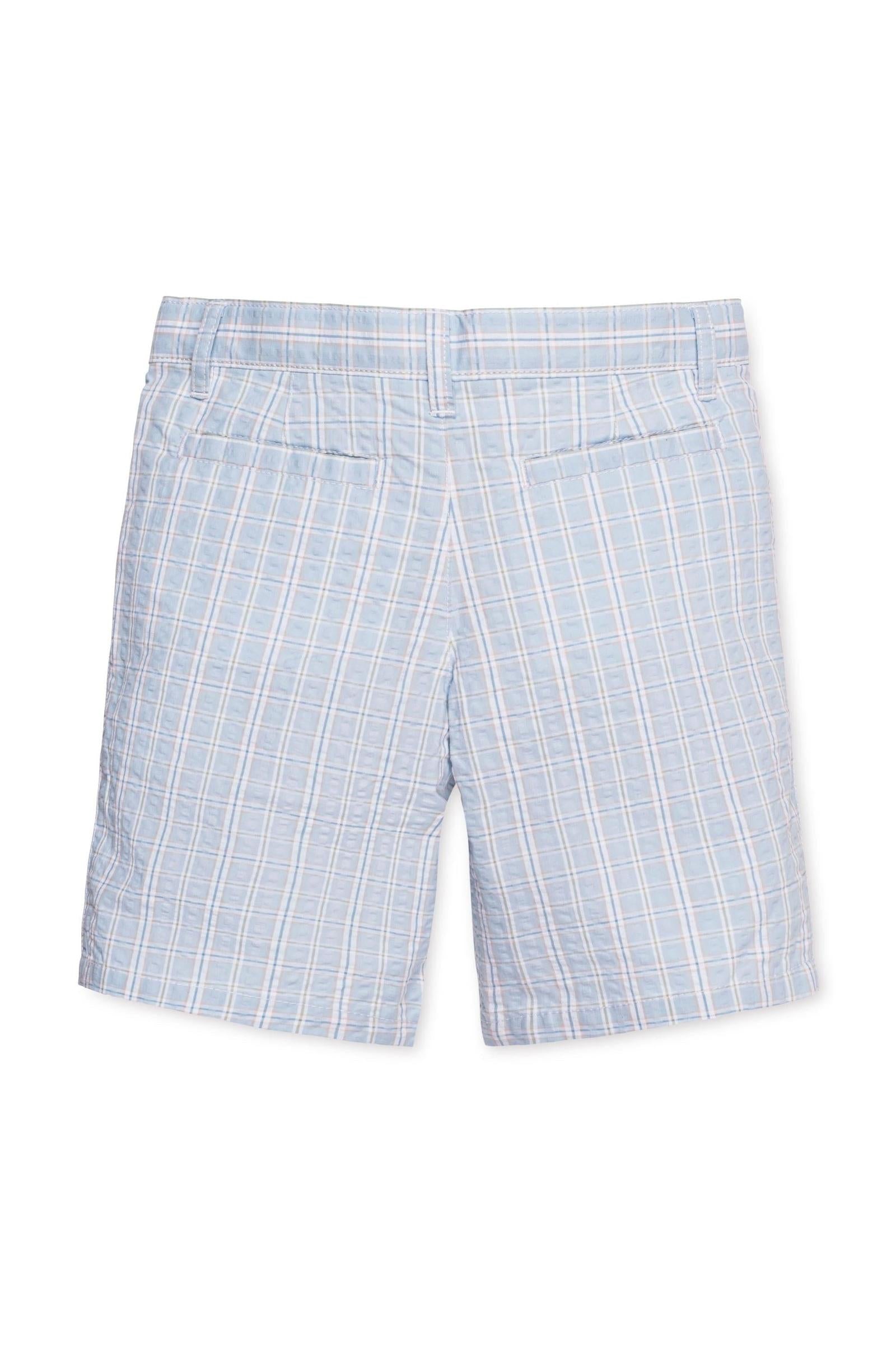 Organic Cotton Seersucker Shorts for Boys, Blue Chateau Check, Sizes 2T-12
