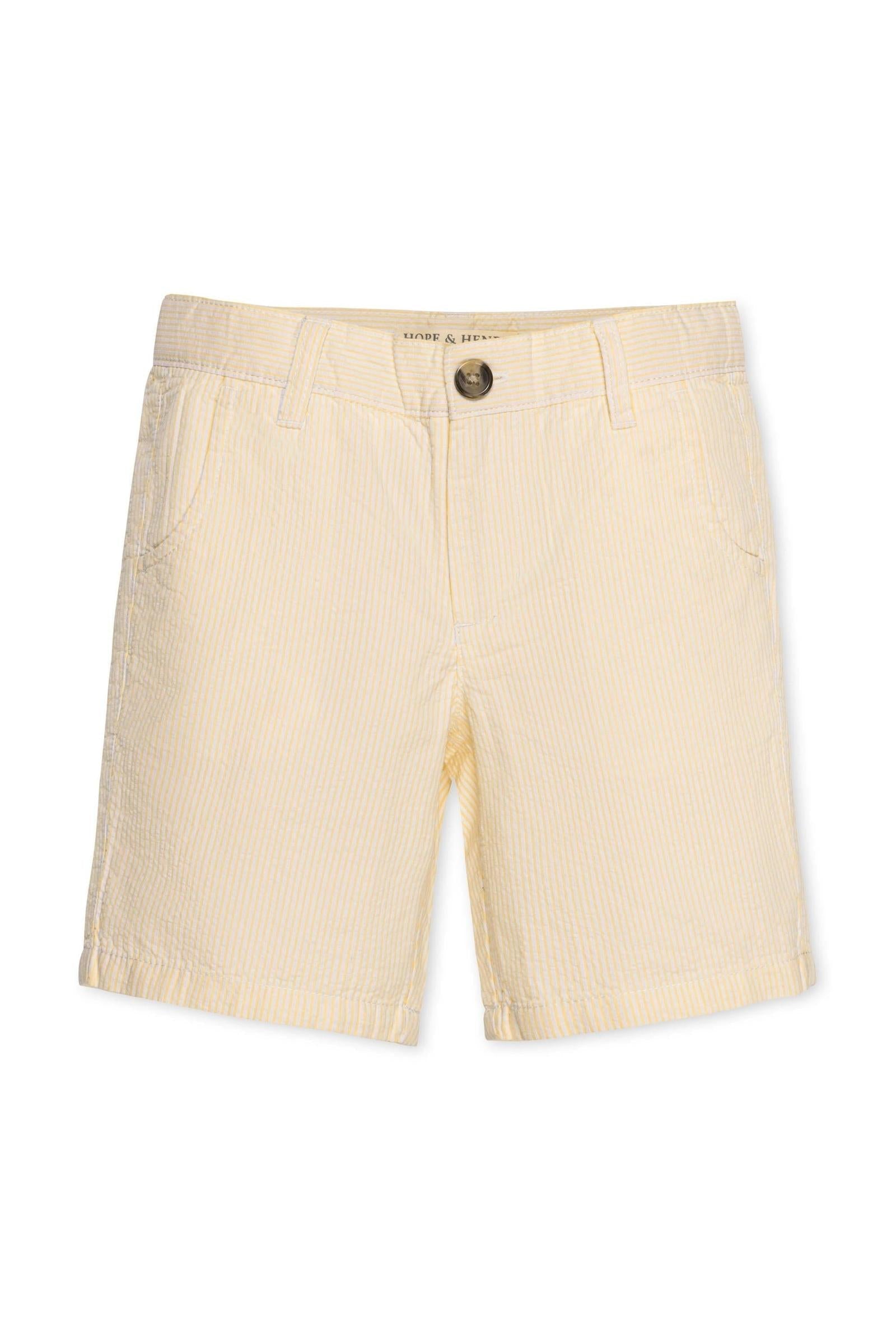 Organic Cotton Seersucker Shorts for Boys, Yellow, Toddler & Kids