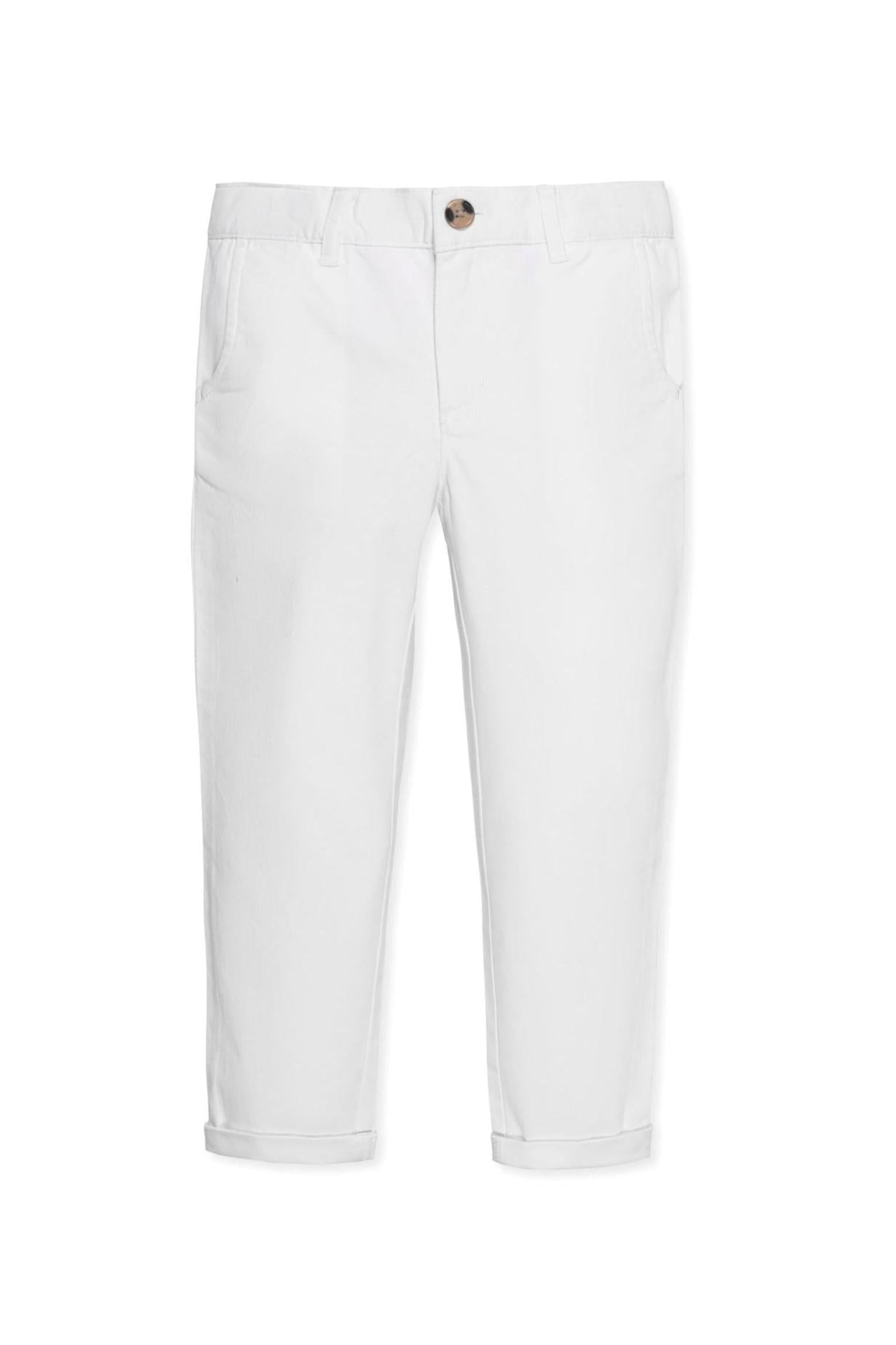 Organic Cotton Skinny Stretch Chino for Baby Boys, White