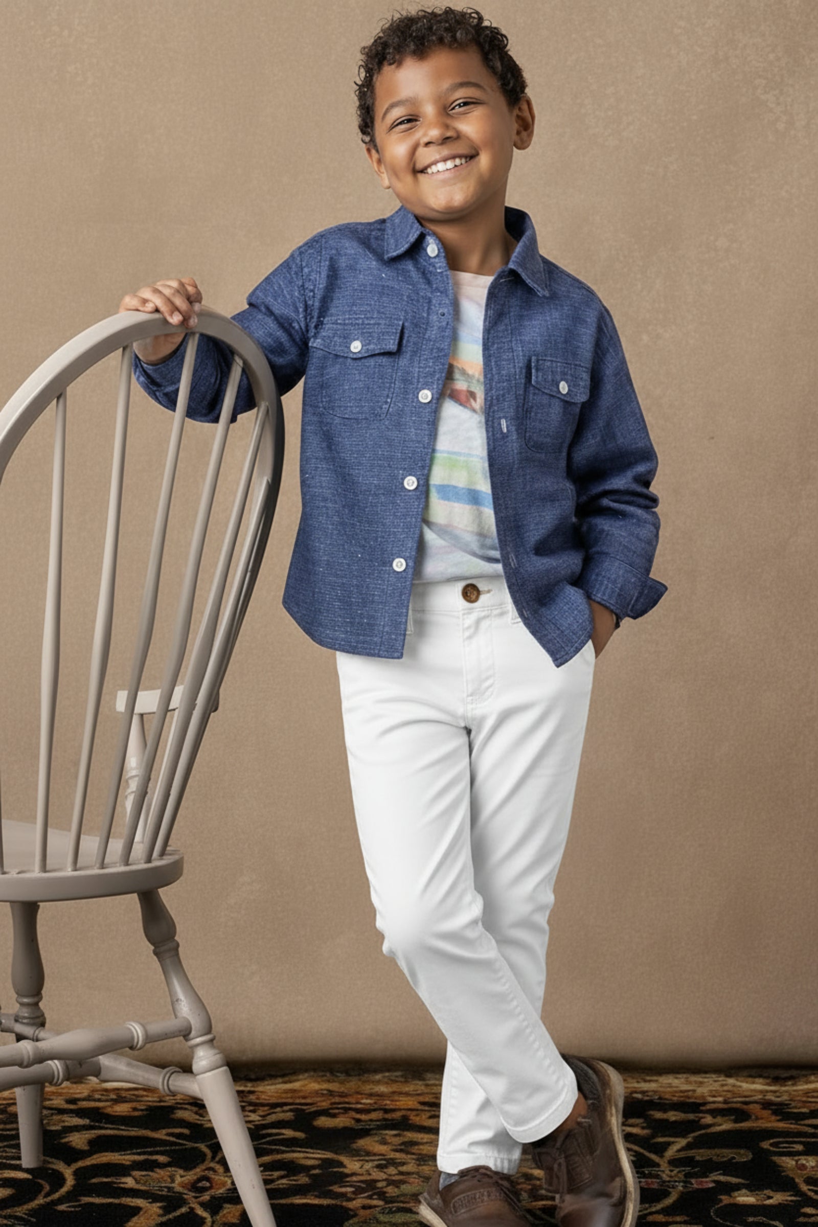 Organic Cotton Skinny Stretch Chino for Boys, White, Toddler & Kids