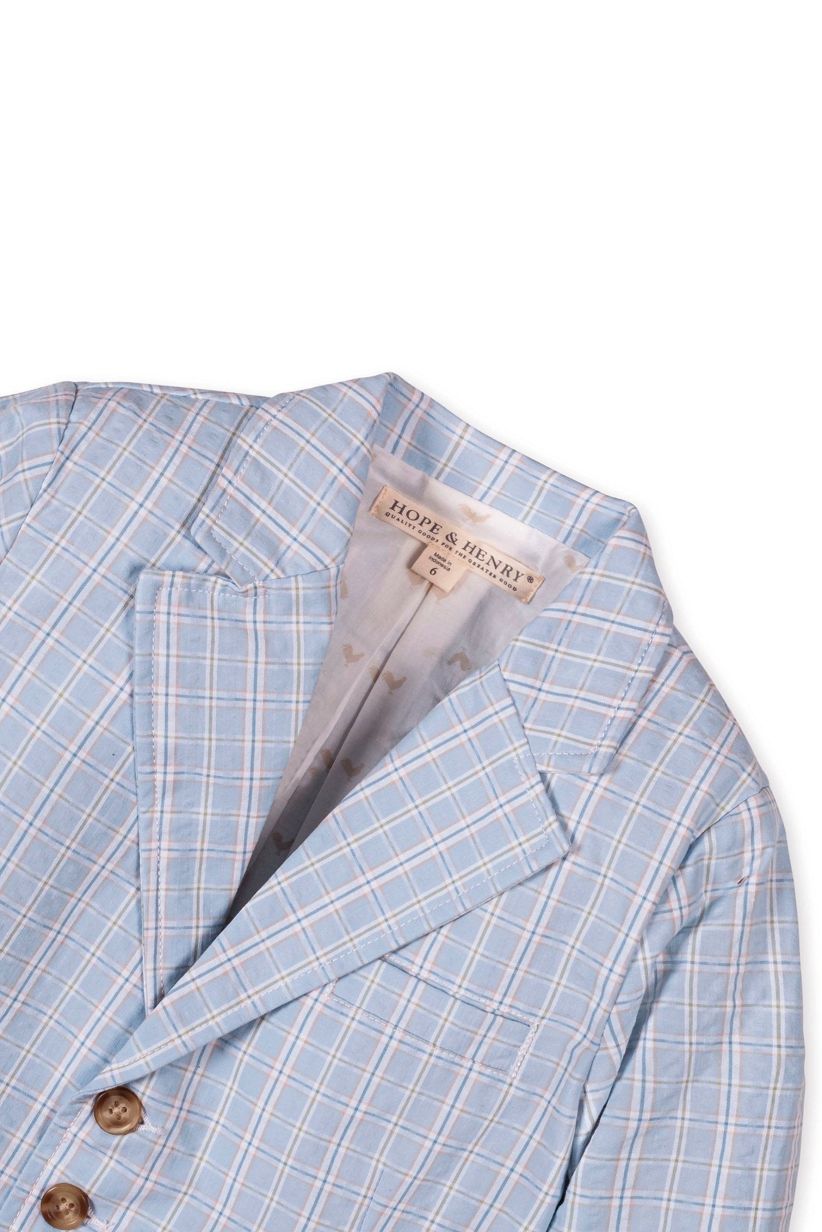 Organic Cotton Seersucker Suit Jacket for Boys, Blue Chateau Check, Sizes 2T-12