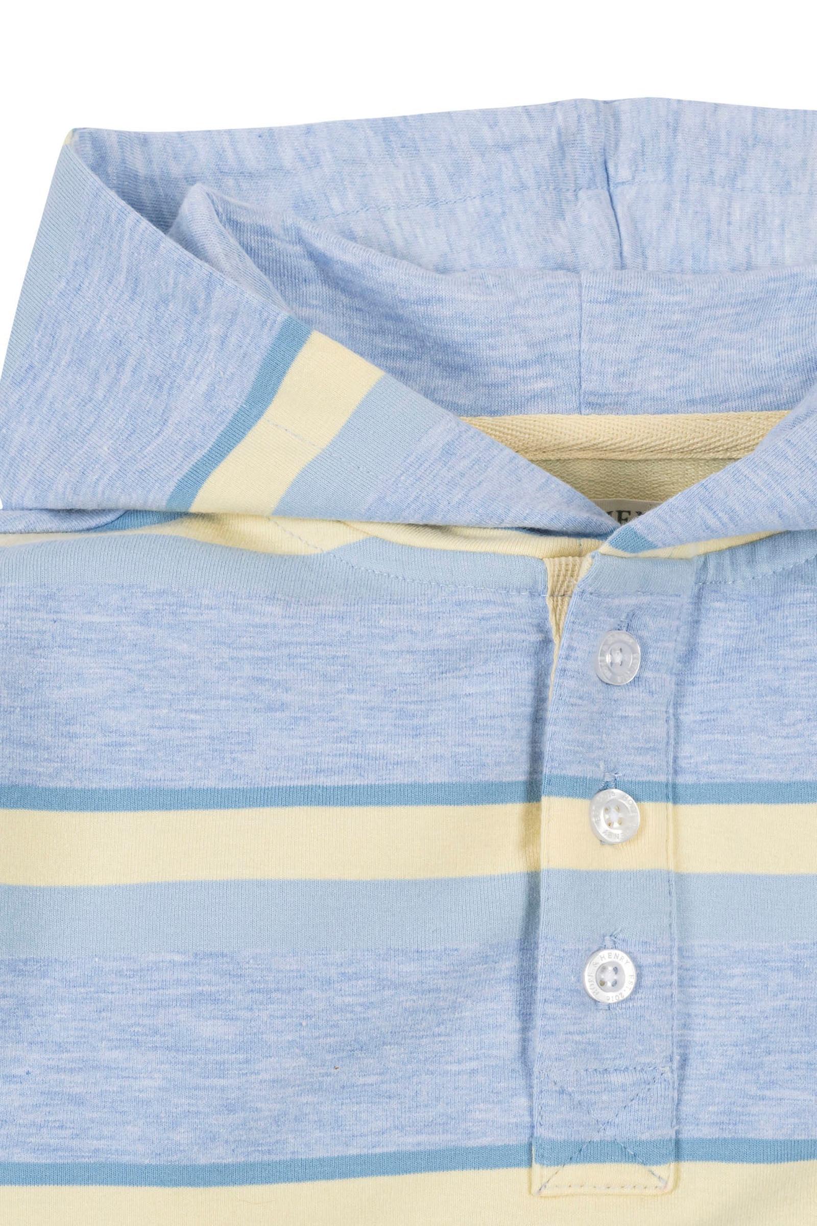 Organic Cotton French Terry Henley Hoodie, Sunlit Multi Stripe, Sizes 2T-18