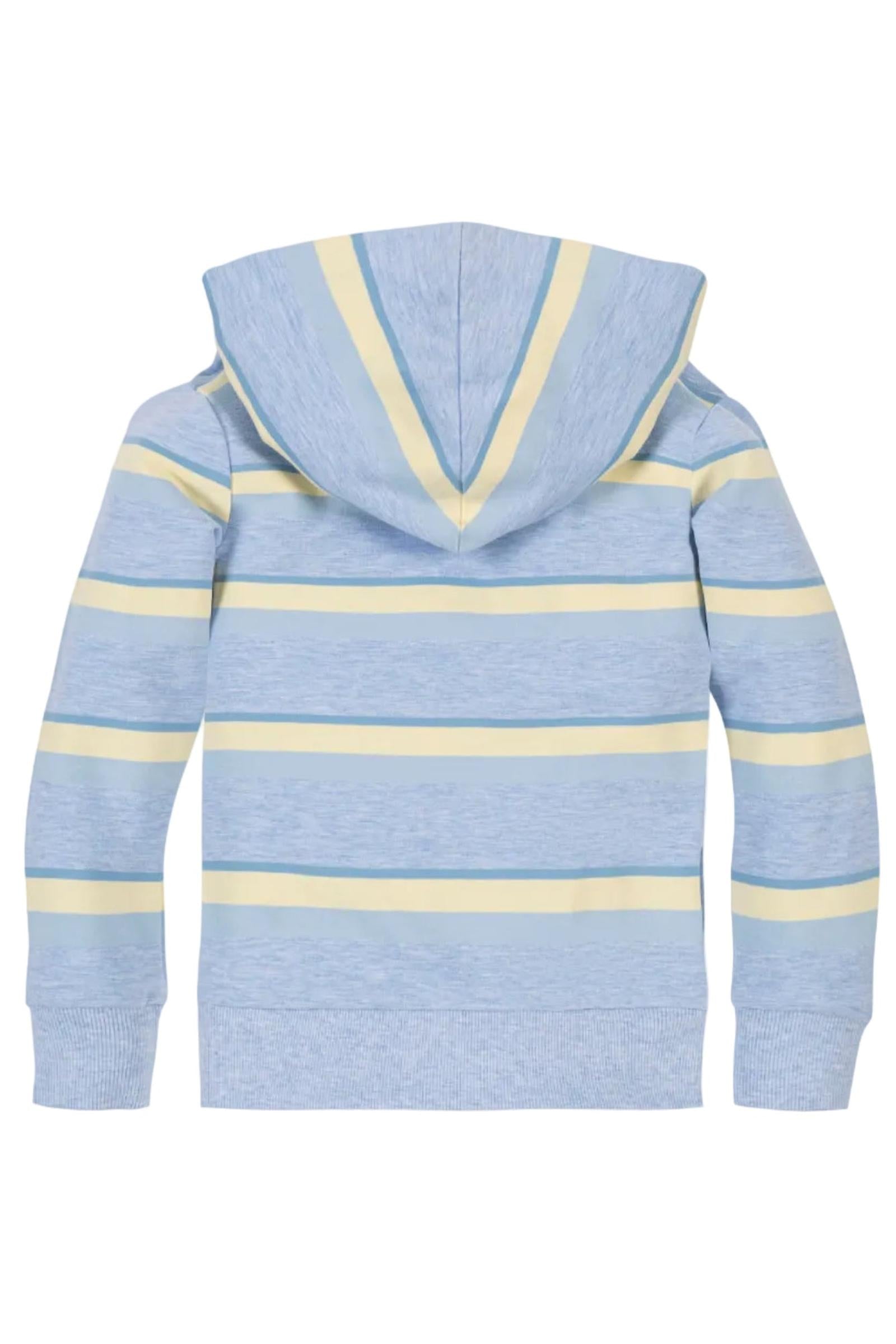 Organic Cotton French Terry Henley Hoodie, Sunlit Multi Stripe, Sizes 2T-18
