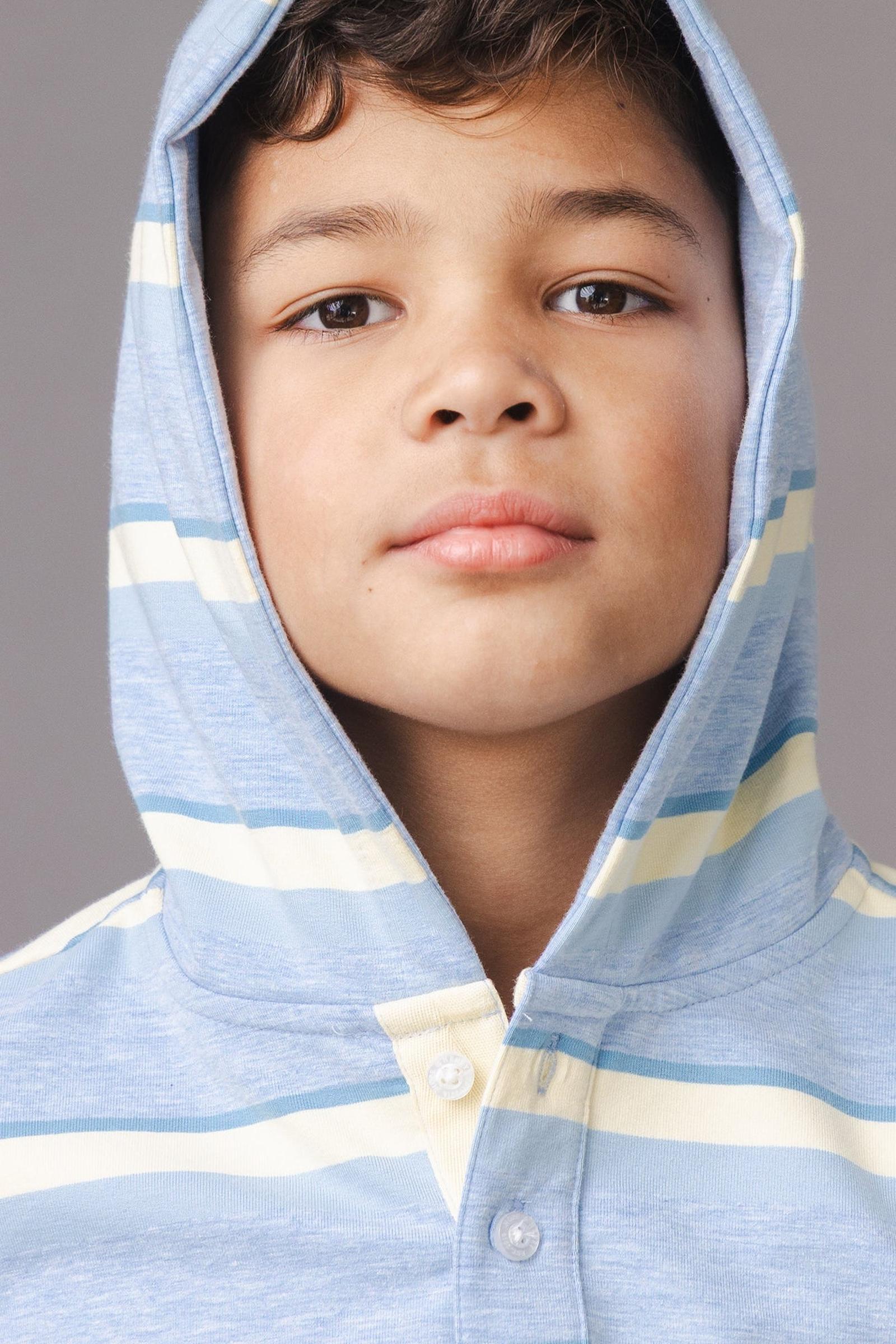 Organic Cotton French Terry Henley Hoodie, Sunlit Multi Stripe, Sizes 2T-18