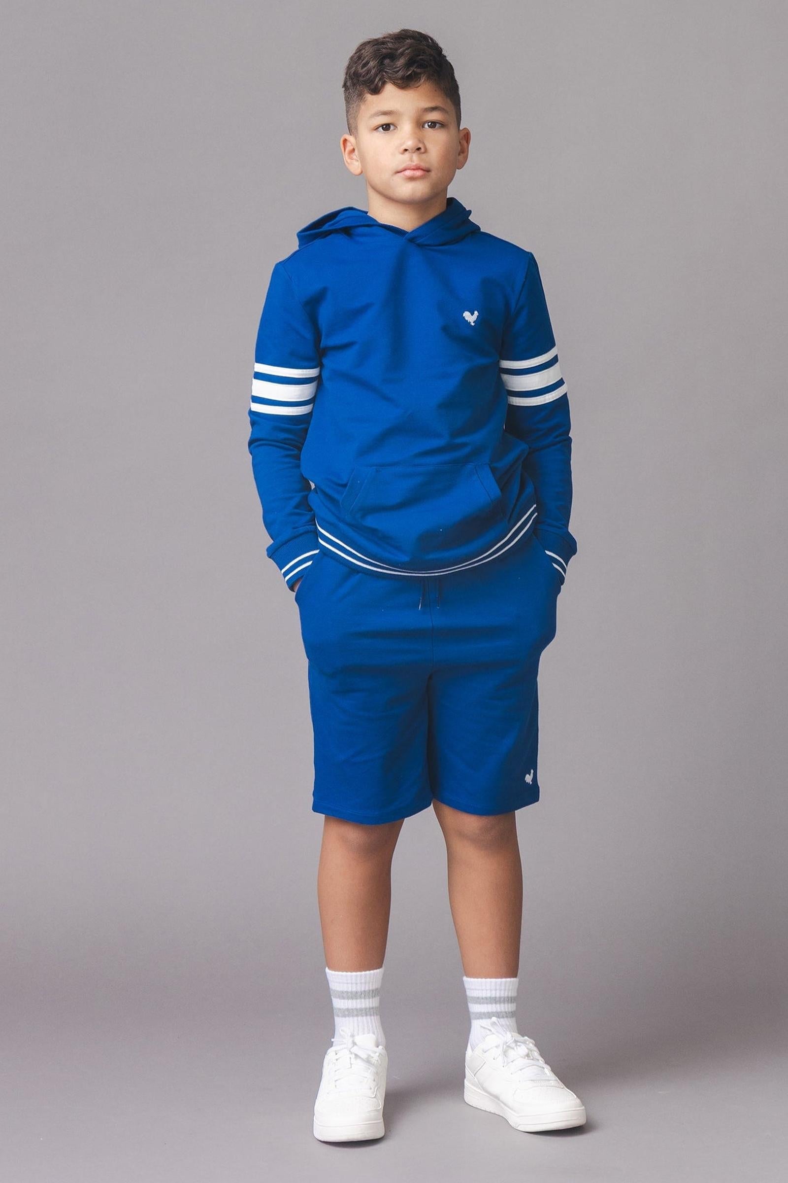 Organic Cotton French Terry Pull-On Short, Blue, Sizes 4T-14