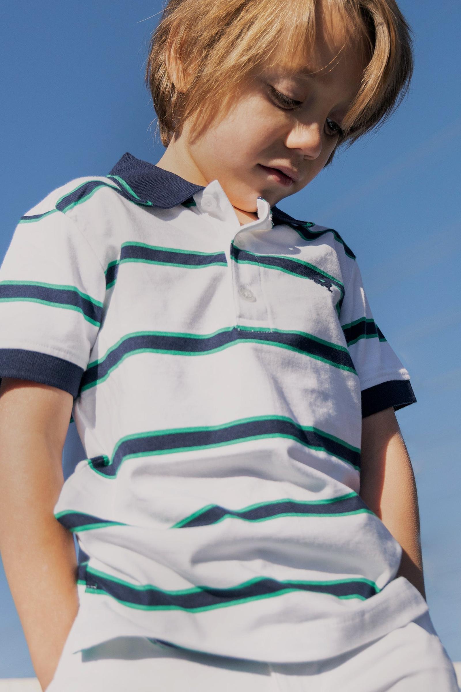 Organic Cotton Jersey Polo Shirt, Pickleball Stripe, Sizes 2T-18