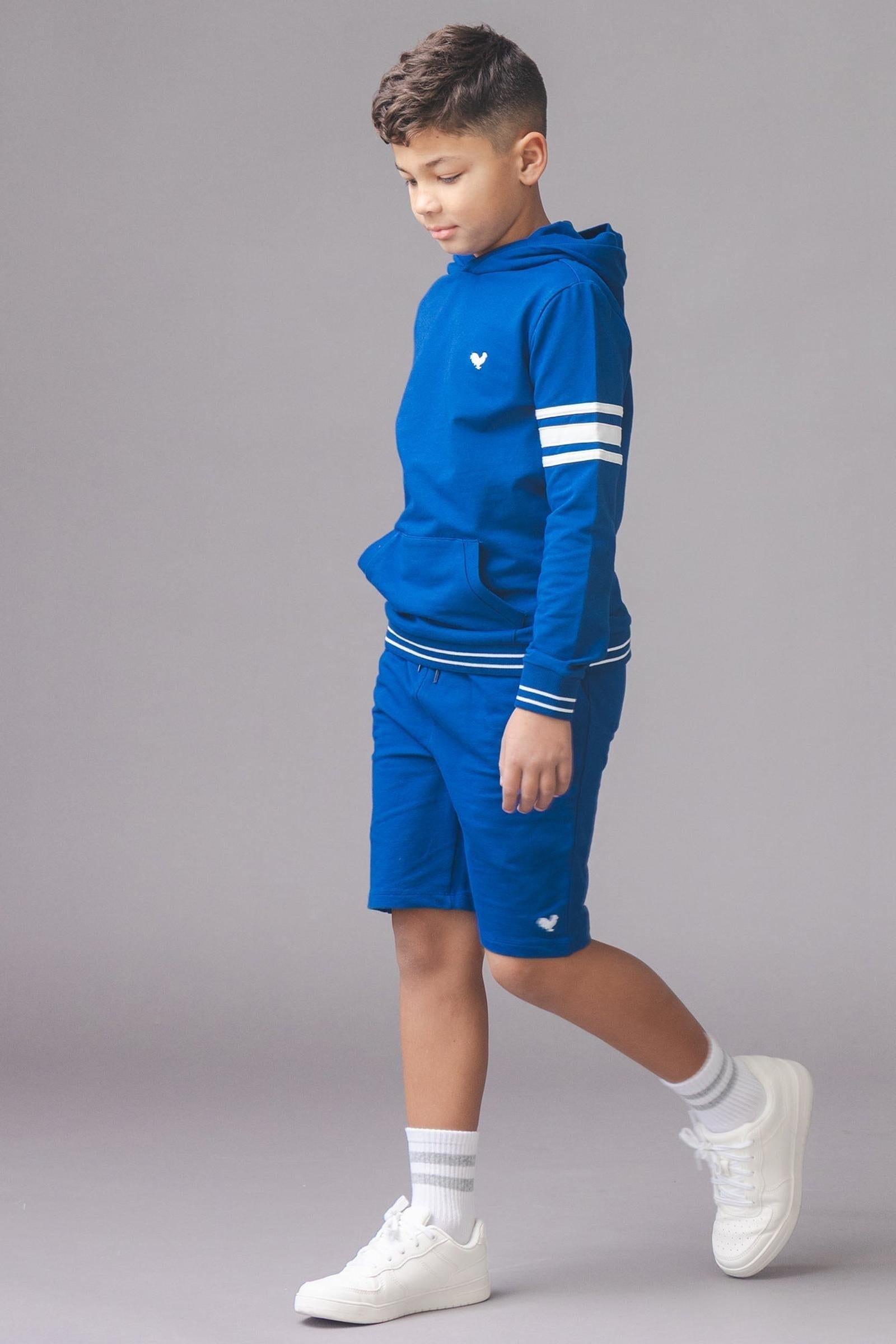 Organic Cotton French Terry Pull-On Short, Blue, Sizes 4T-14