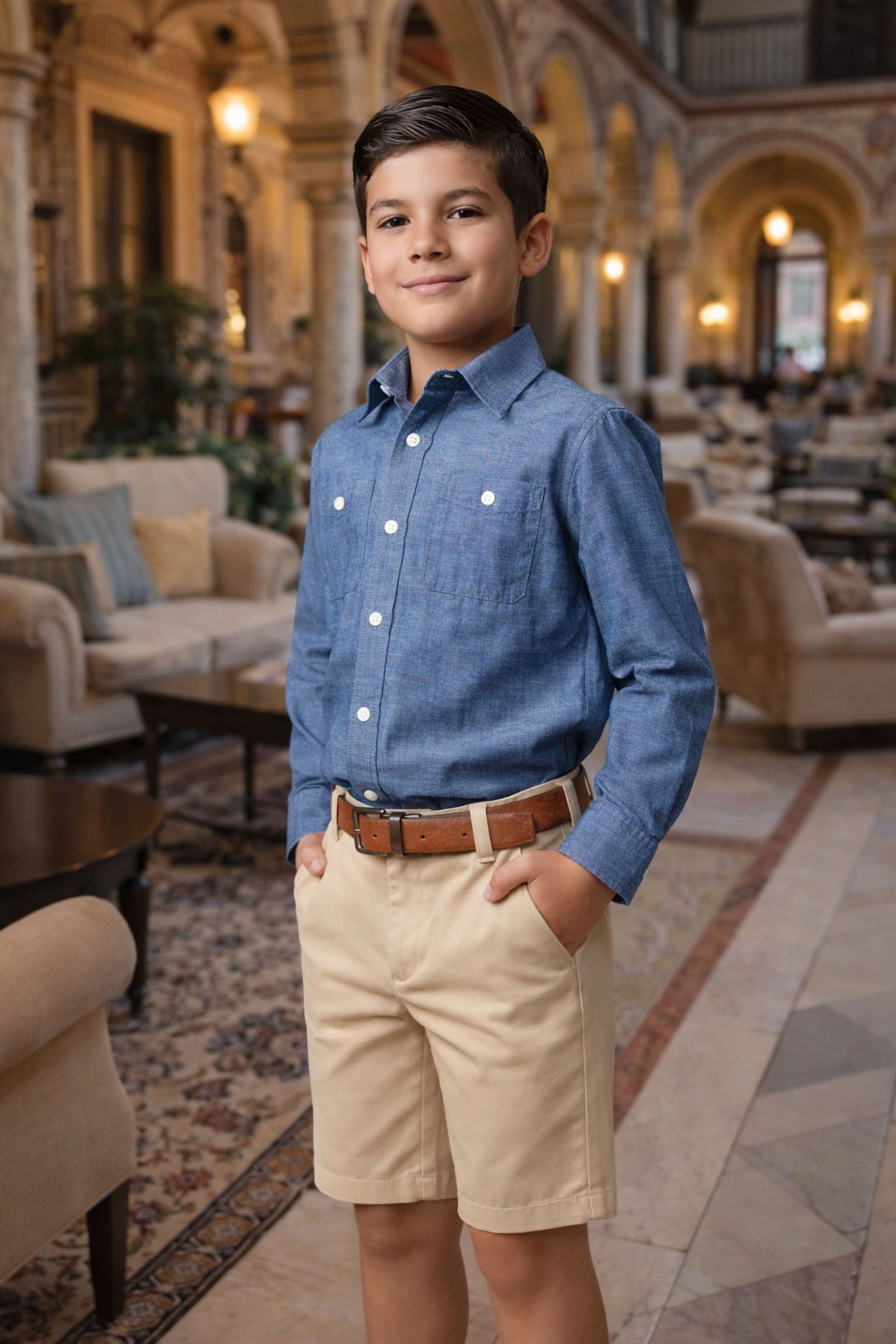 Organic Cotton/Linen Shorts for Boys, Sand, Toddler & Kids