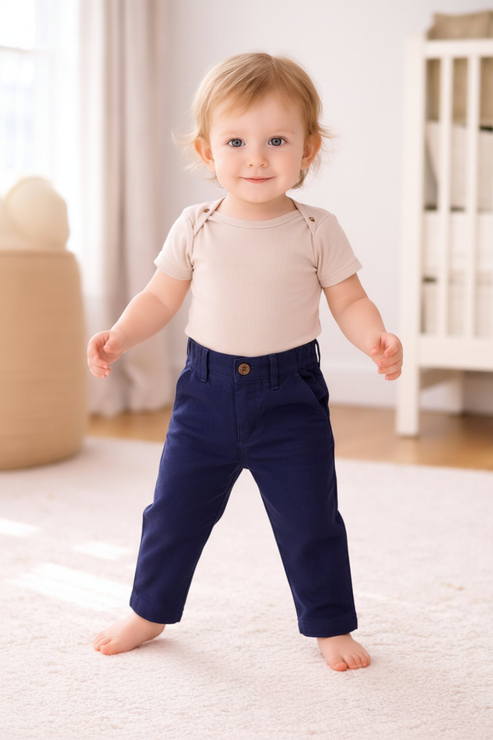 Linen Suit Pant for Baby Boys, Navy