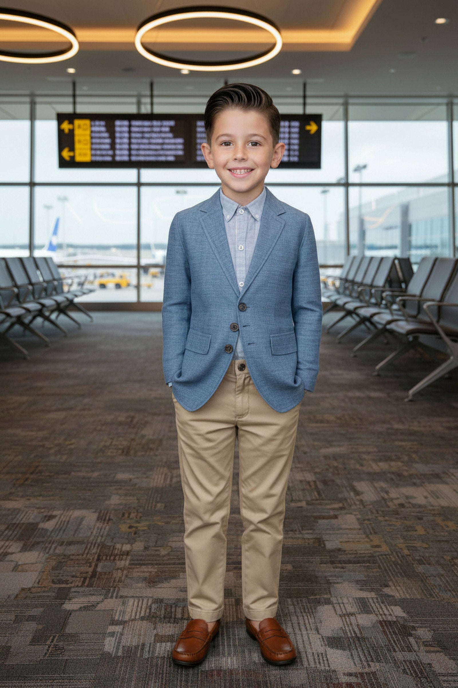 Organic Cotton Chambray Suit Jacket for Boys, Sizes 2T-12
