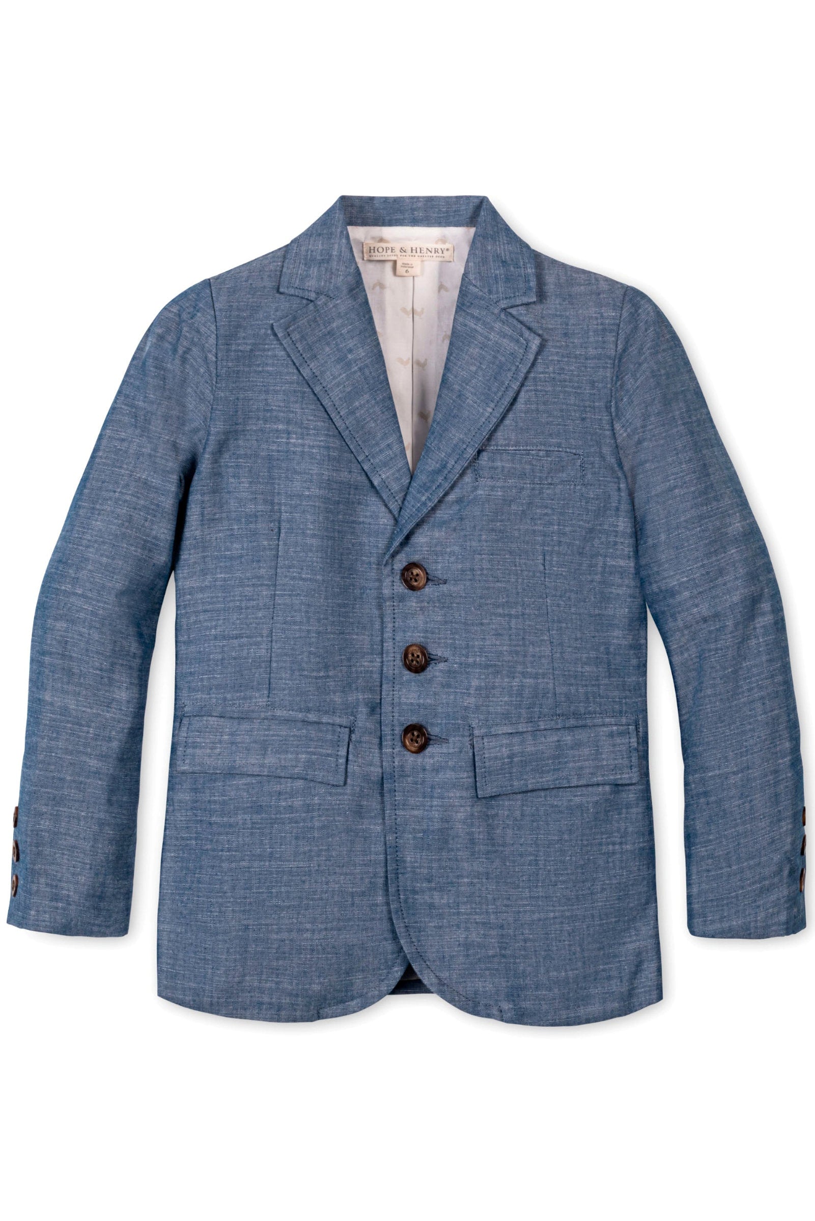 Organic Cotton Chambray Suit Jacket for Boys, Sizes 2T-12