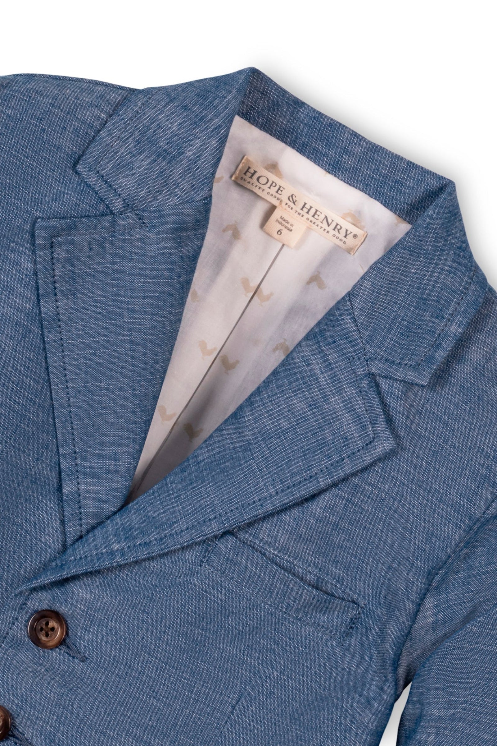 Organic Cotton Chambray Suit Jacket for Boys, Sizes 2T-12