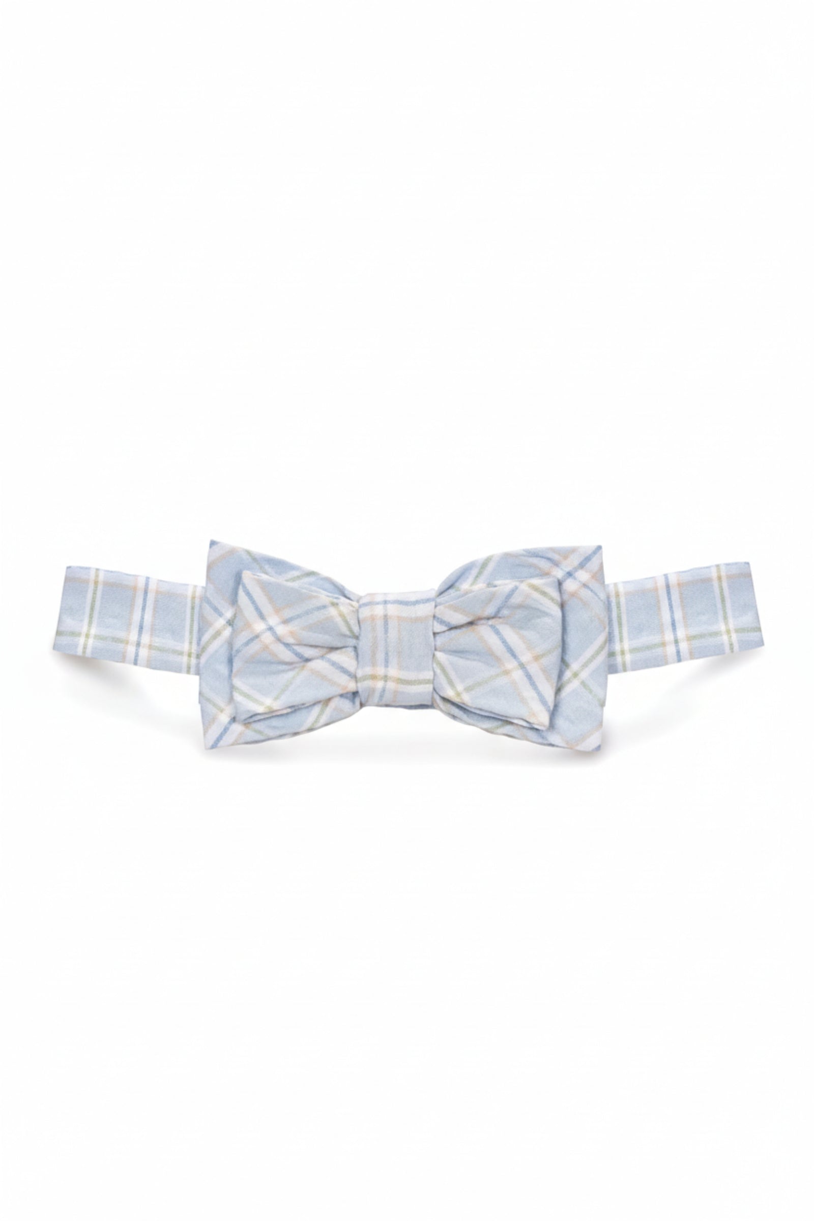 Organic Cotton Seersucker Bow Tie, Chateau Blue Check