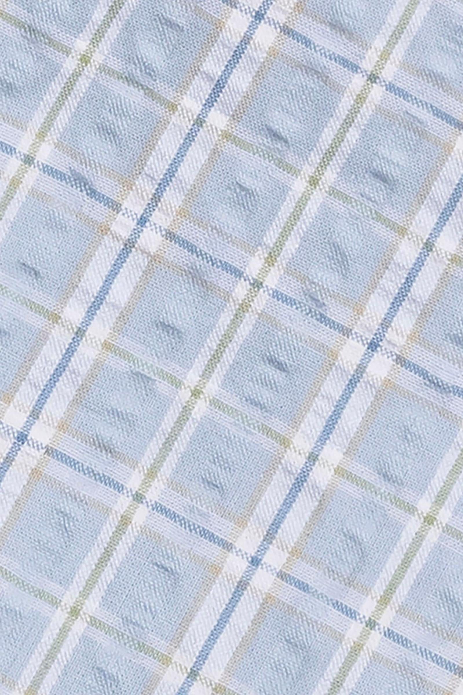 Organic Cotton Seersucker Bow Tie, Chateau Blue Check