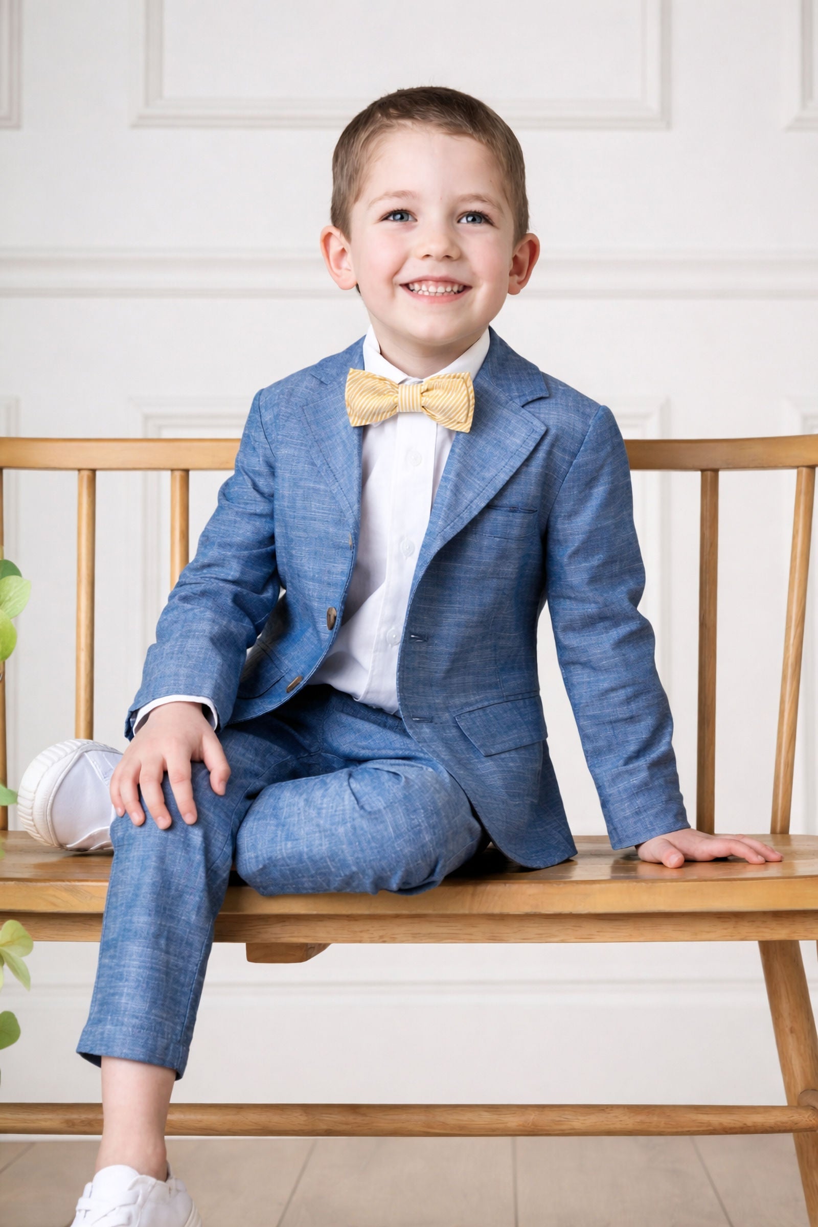Organic Cotton Yellow Seersucker Bow Tie