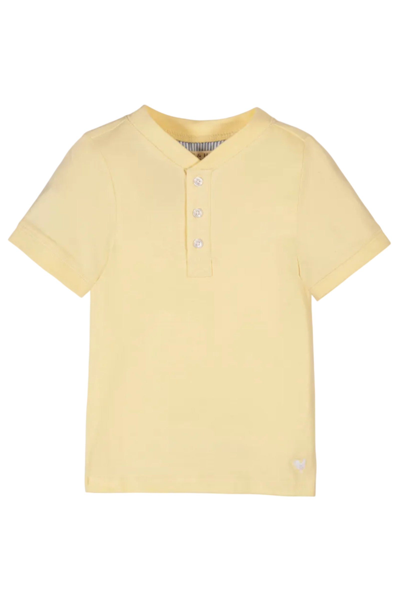 Pale Yellow Organic Cotton Short Sleeve Henley T-Shirt for Boys, Sizes 2T-18