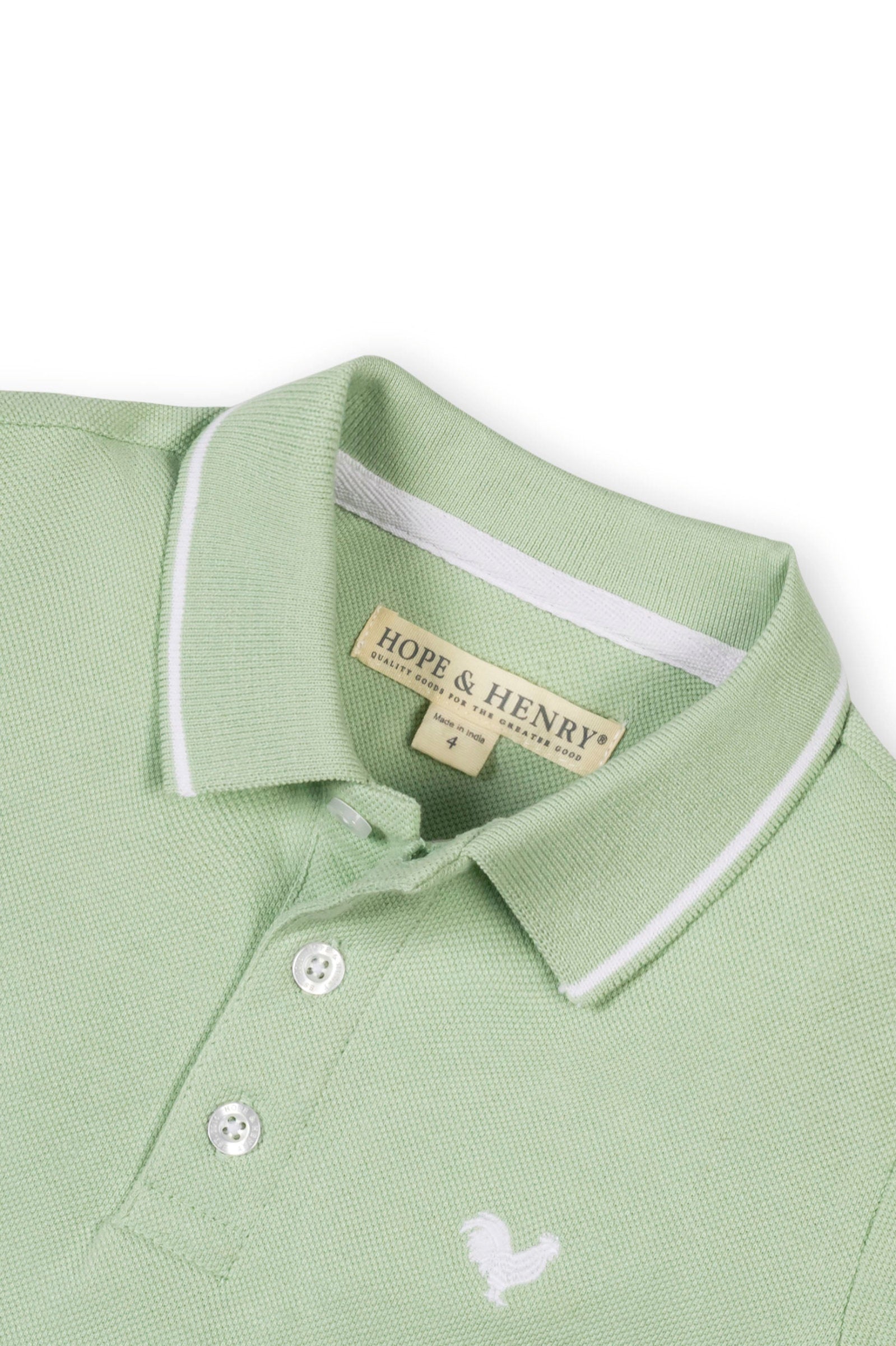 Organic Cotton Pique Polo Shirt for Boys, Soft Green, Sizes 2T-18