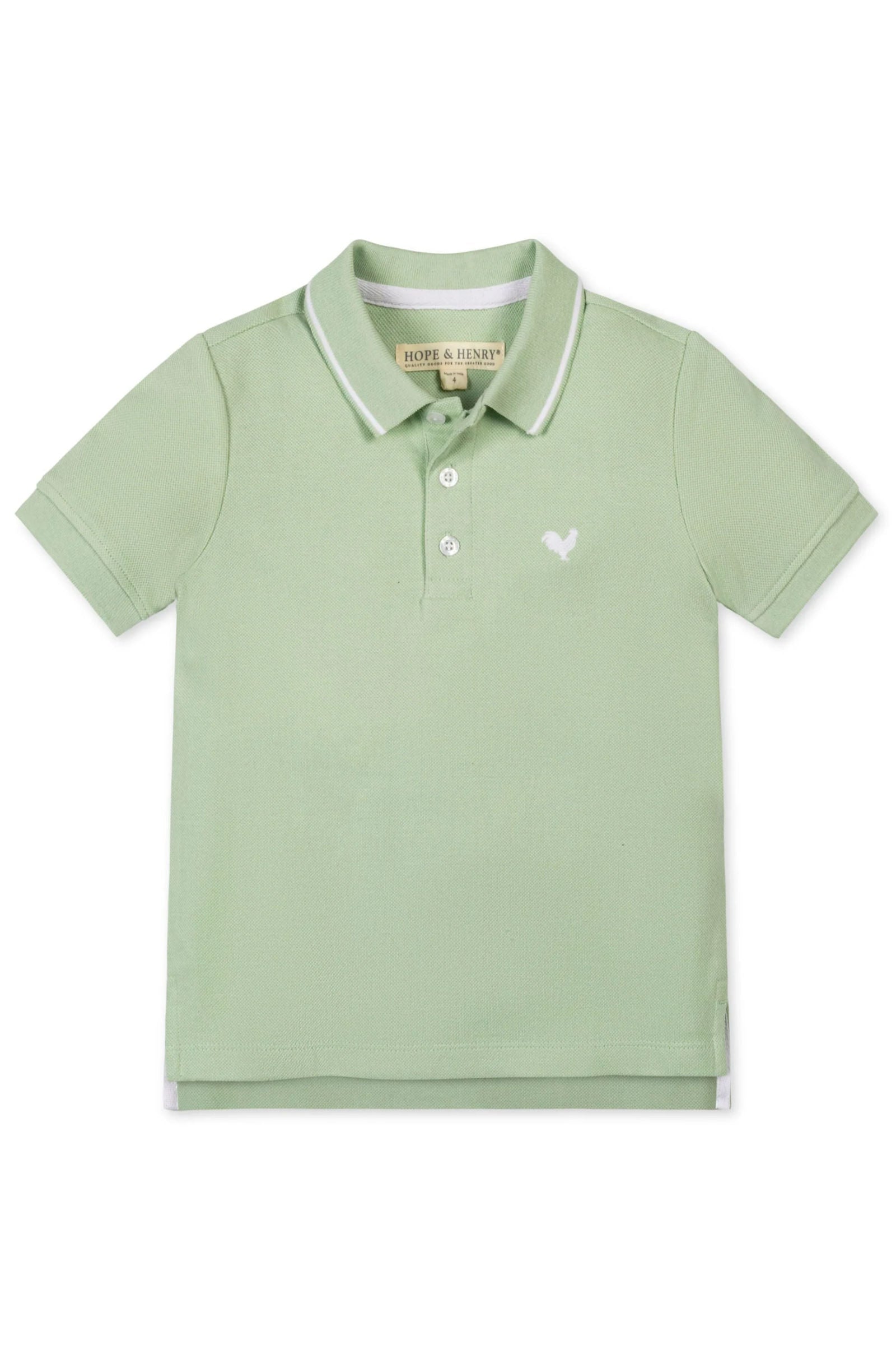 Organic Cotton Pique Polo Shirt for Boys, Soft Green, Sizes 2T-18