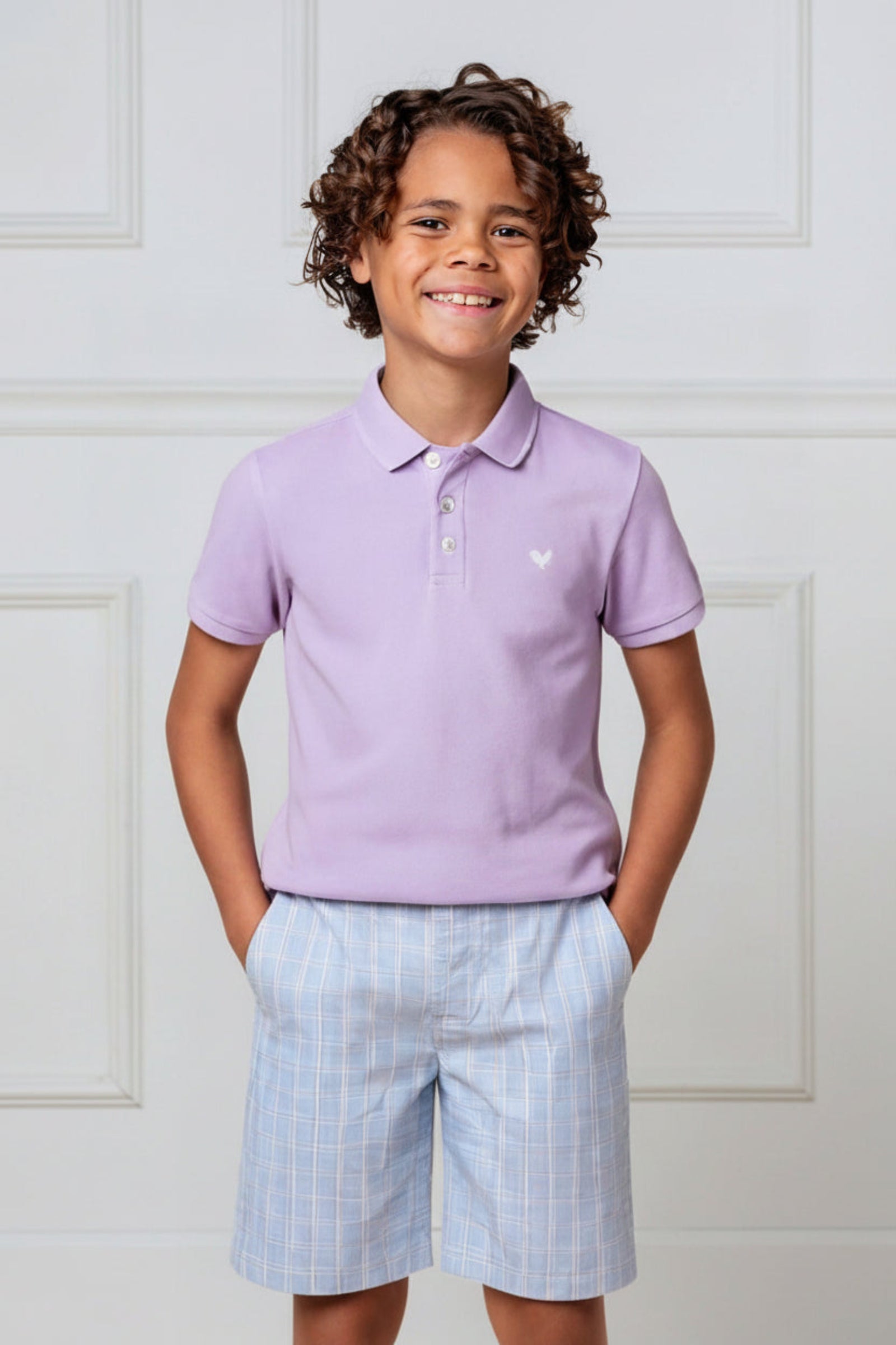 Organic Cotton Pique Polo Shirt for Boys, Lavender, Sizes 2T-18