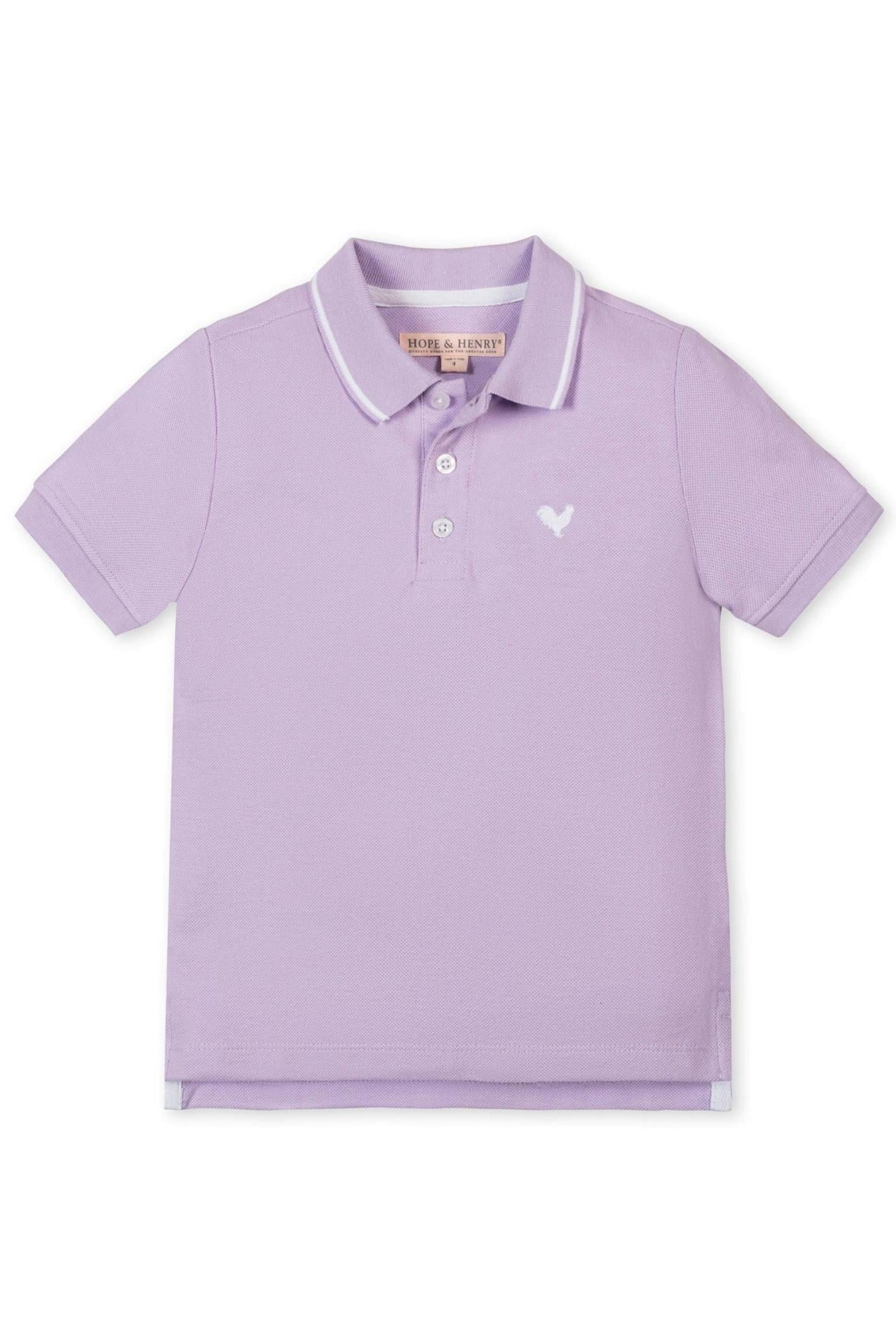 Organic Cotton Pique Polo Shirt for Boys, Lavender, Sizes 2T-18